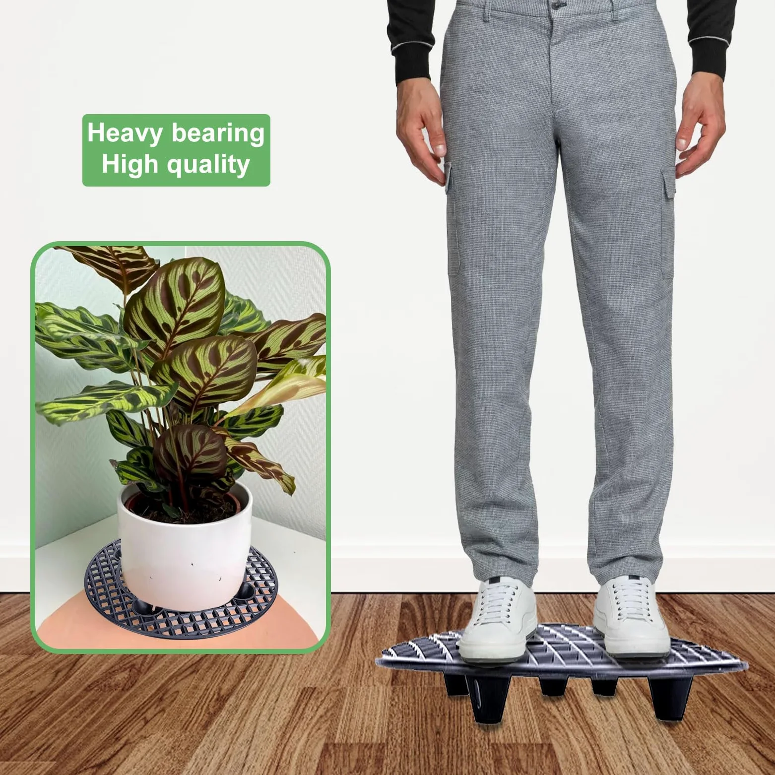 BigKing - Juego de 6 elevadores de macetas redondas negras para proteger el interior y el exterior en la terraza (40 cm)