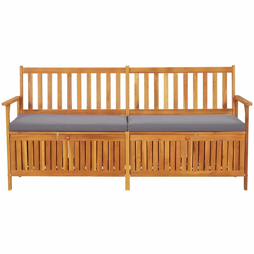 vidaXL Banco de Almacenaje con Cojín Madera Maciza de Acacia 170 cm