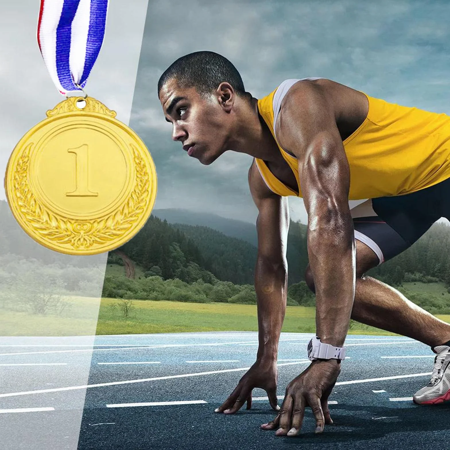 Medalla de Metal con Números, Doradas Plateadas y Bronce, Aleación de Zinc 3 Piezas