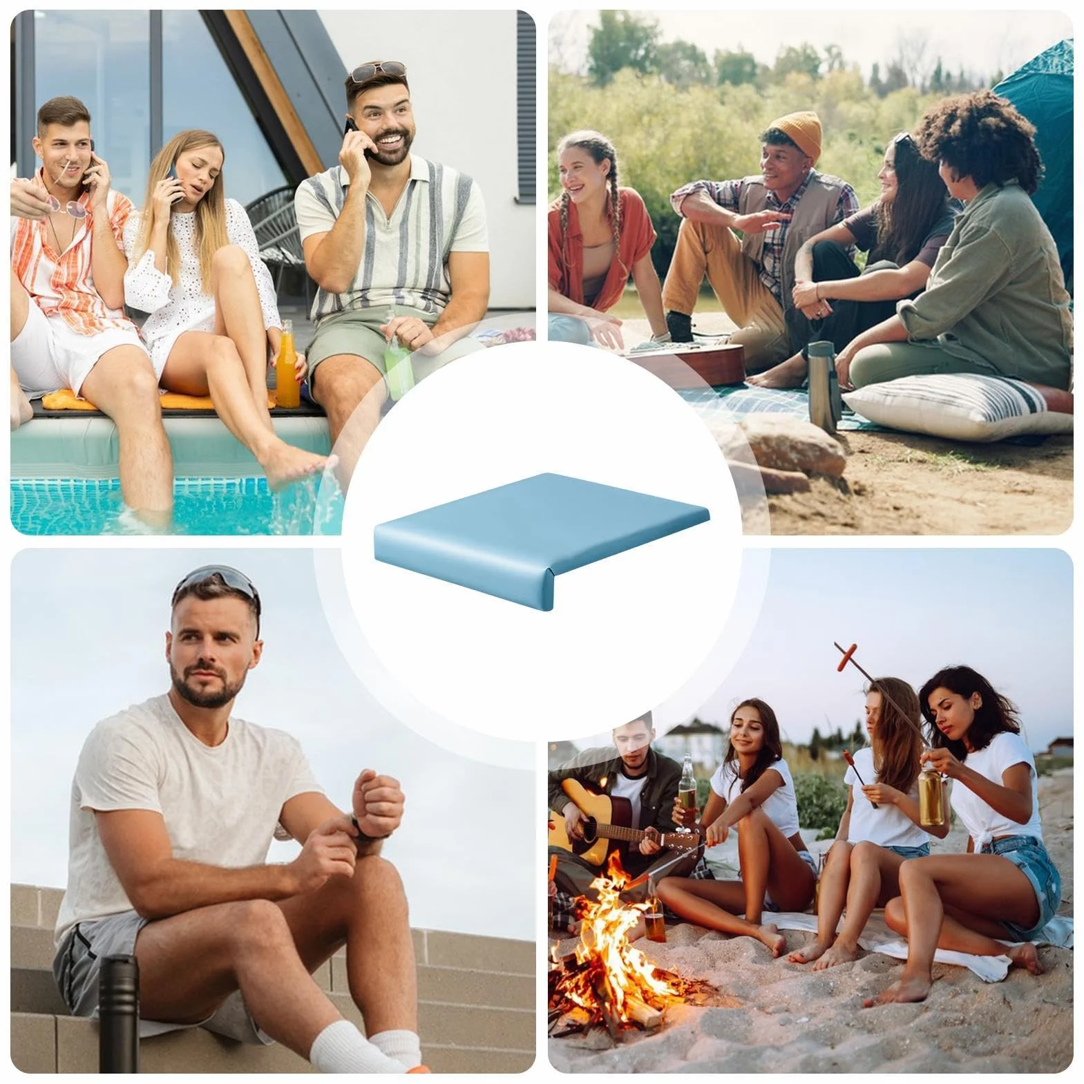 Almohadilla antideslizante para borde de piscina, asiento de patio suave y portátil