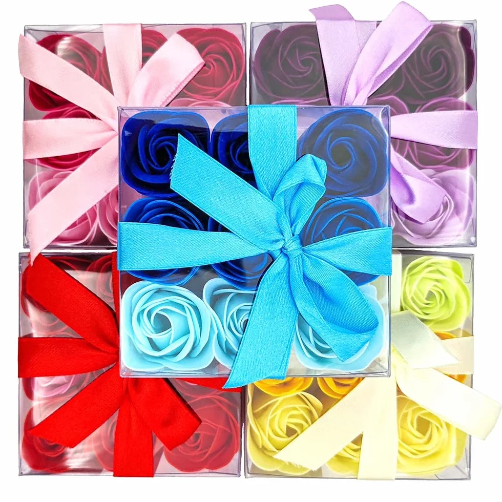 Caja 9 Rosas de Jabón para Regalo Rojo - Flores con Pétalos de Jabón Perfumados