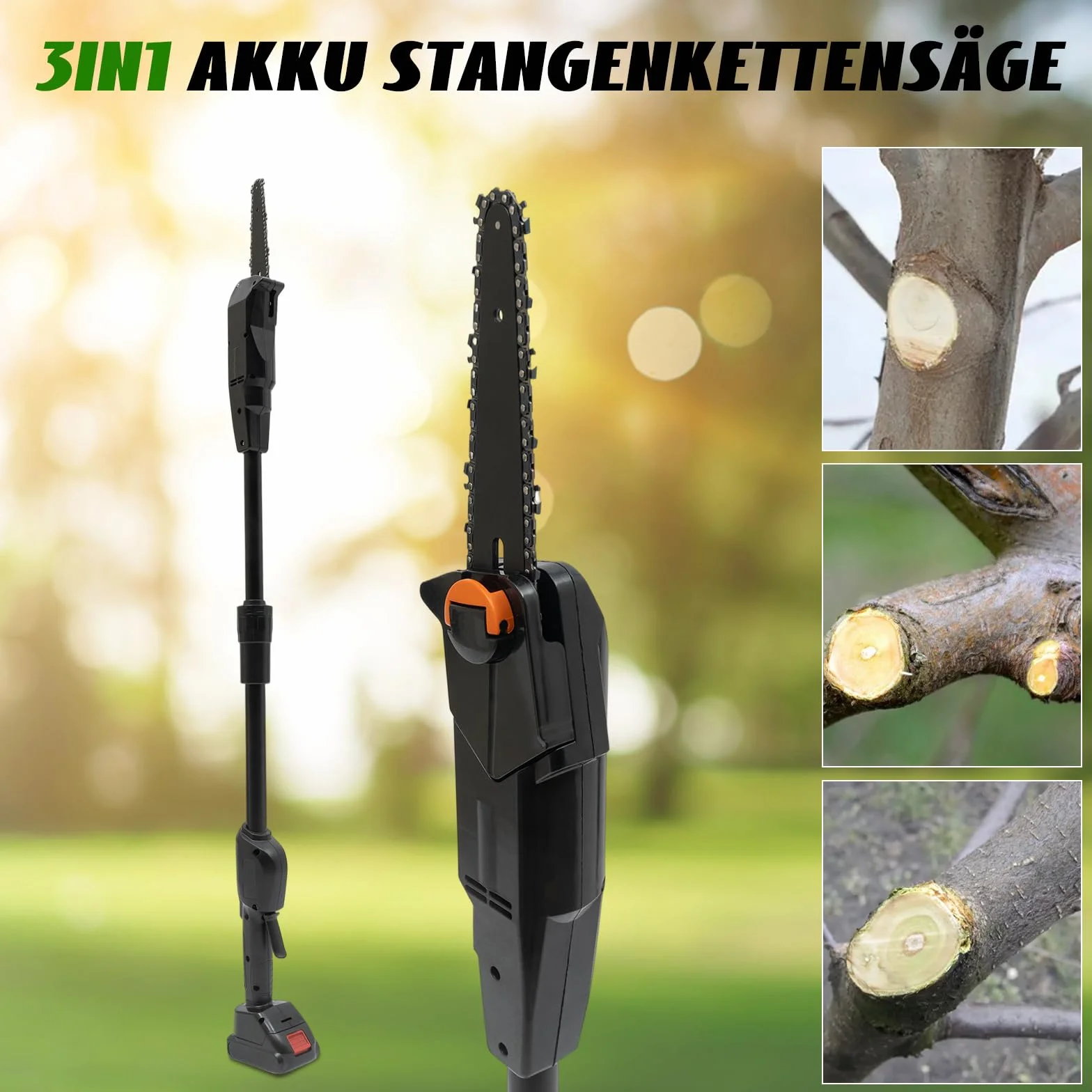 Batería podadora de hasta 1,25 m, 552 W, motor sin escobillas, 4500 rpm, 1200 m/min, sierra de podar profesional con batería de litio de 1500 mAh para cortar y podar ramas