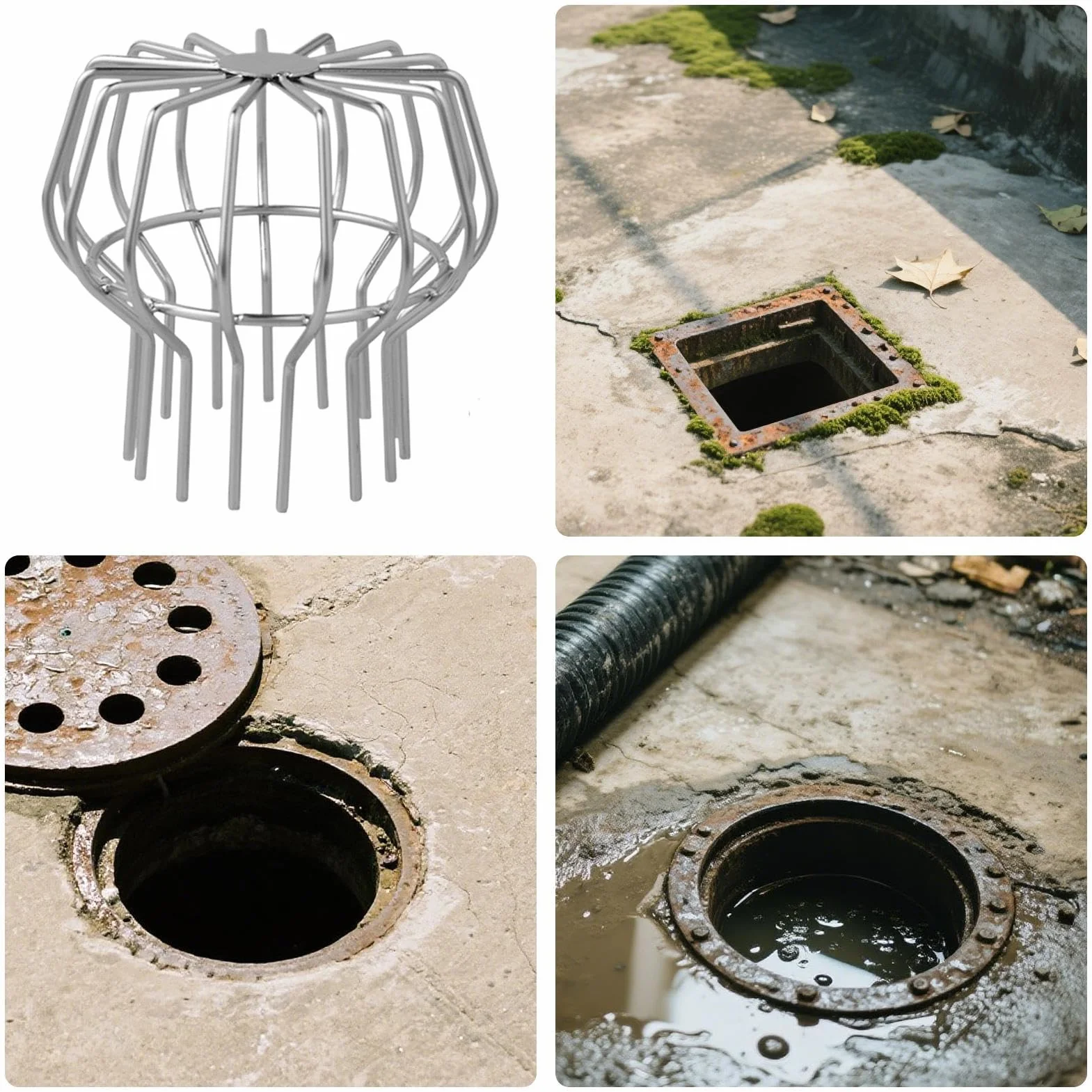 Tapa de Desagüe para Exteriores Rejilla Antihojas para Ducha Piscina Jardín