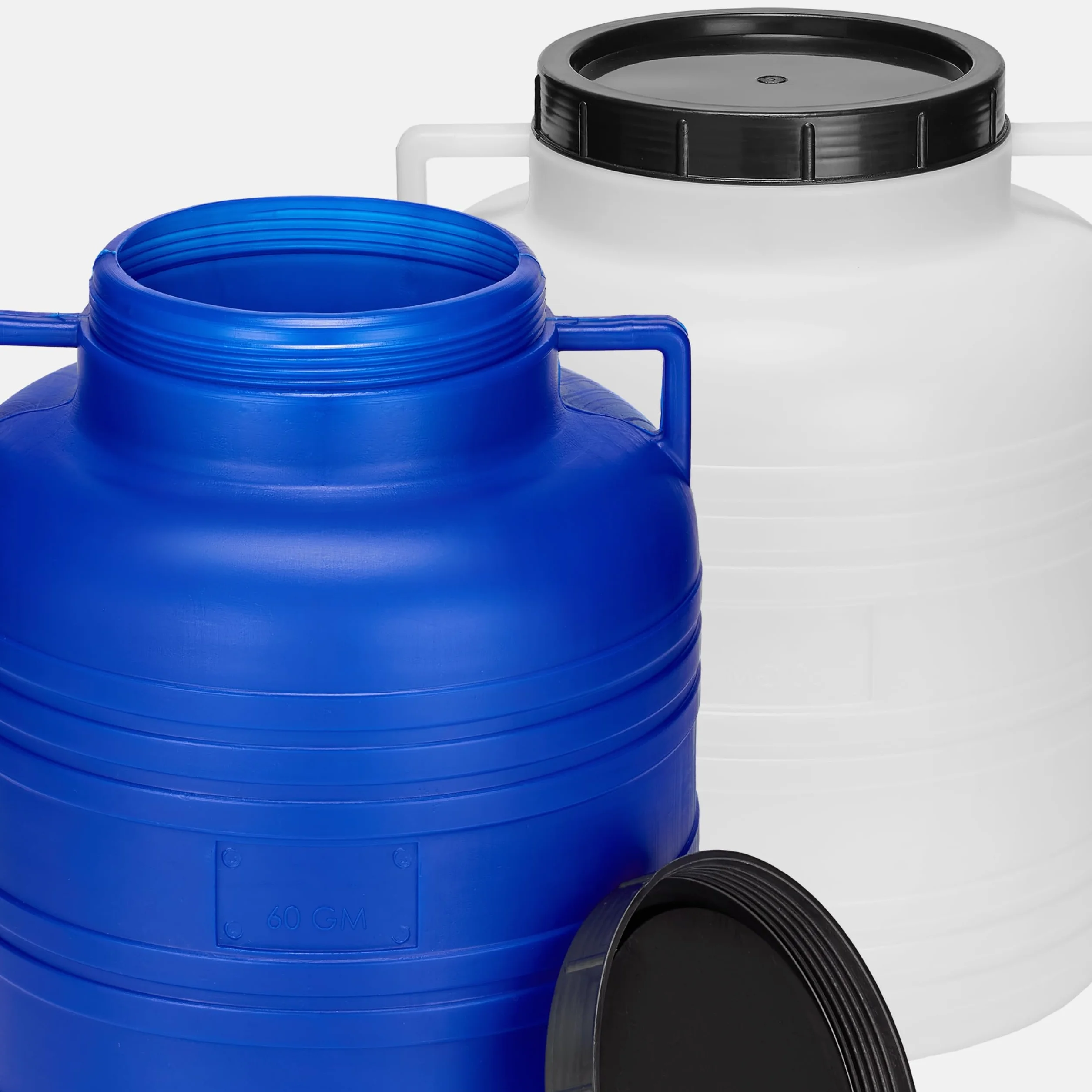 Barril 60 litros BPA-Libre con Grifo Boca Ancha, Depósito de Agua Blanco Garronda GD-0090