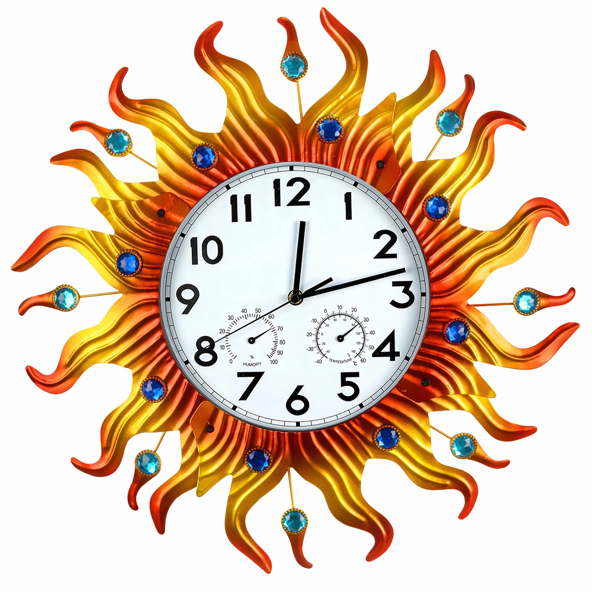 shumi Reloj de sol exterior impermeable con temperatura para patio jardín