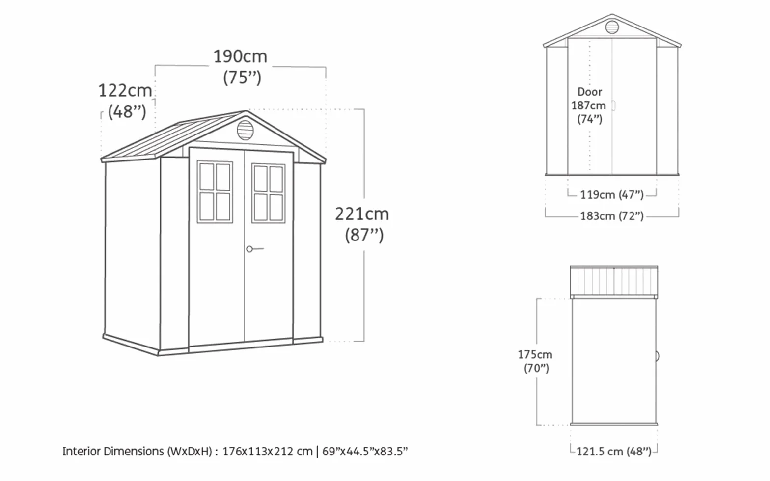 Keter Darwin Caseta de Jardín Exterior Marrón 190x122x221 cm 2,2m2 Efecto Madera Resistente UV