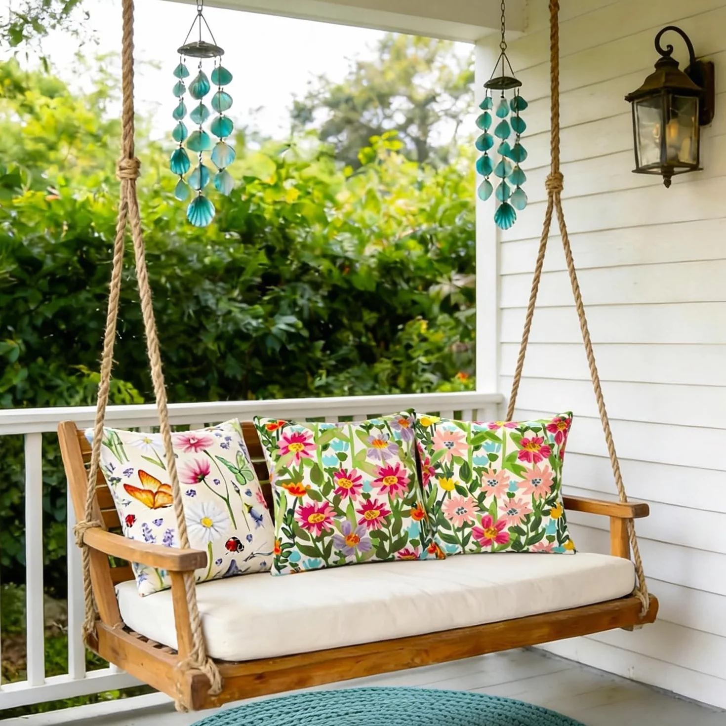 Fundas de cojín impermeables 40x40 cm para exteriores con estampado de flores