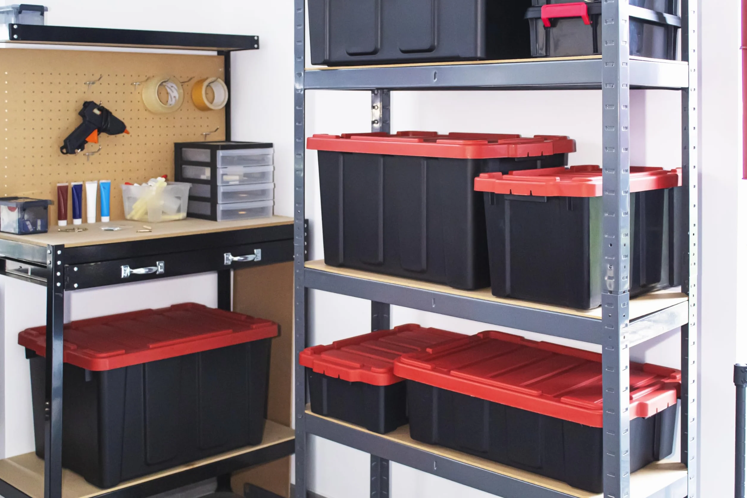 Iris Ohyama Cajas de Organización 50L Rojo Apilable Plástico DDSKT-450