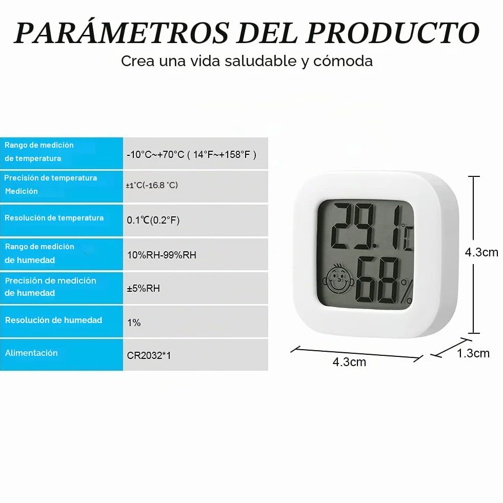 Flintronic Higrómetro Digital Termómetro, 2 Piezas Mini Termómetro Higrómetro Interior, Pantalla LED con Logo de Confort, Blanco