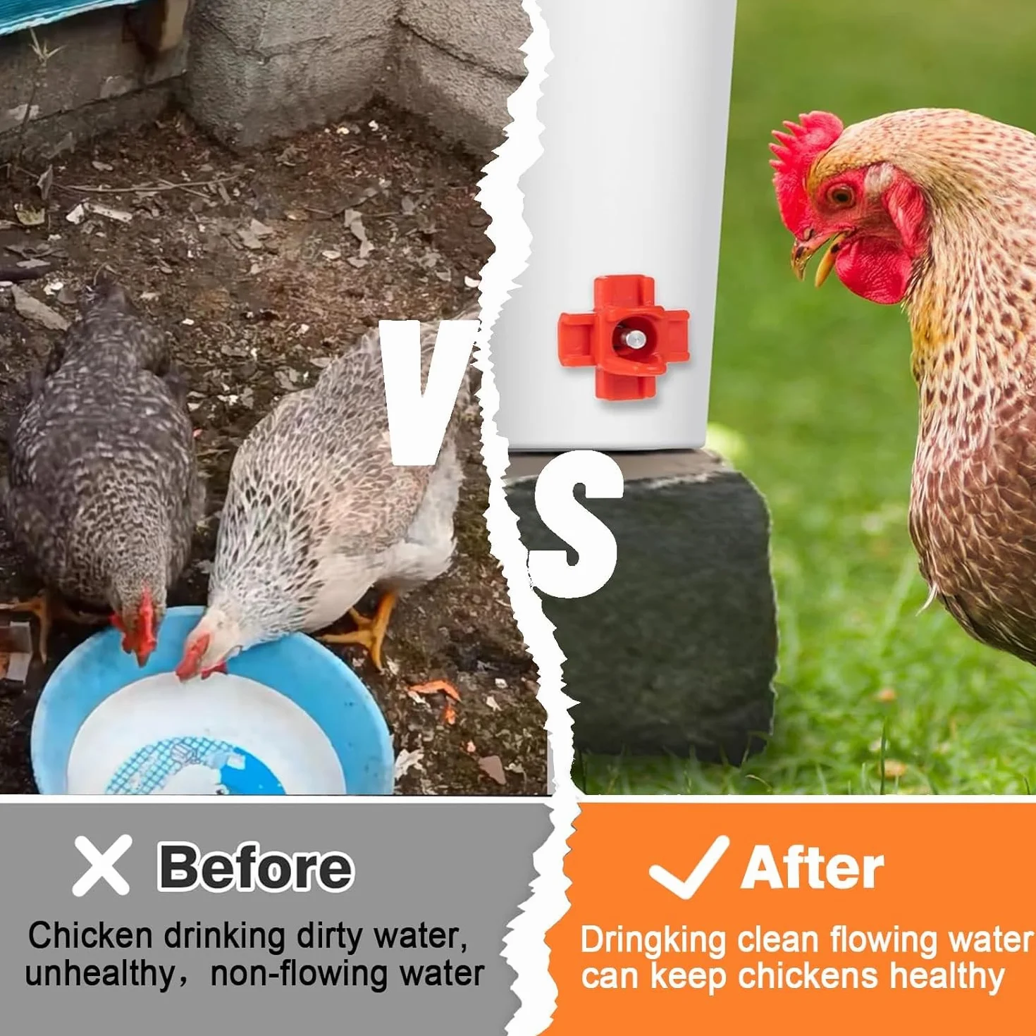 Pezones de agua horizontales de pollo, bebedero de pezones de pollo para coper, bebedero de pezones de aves de corral, a prueba de fugas, plástico ABS duradero, con brocas (paquete de 15)