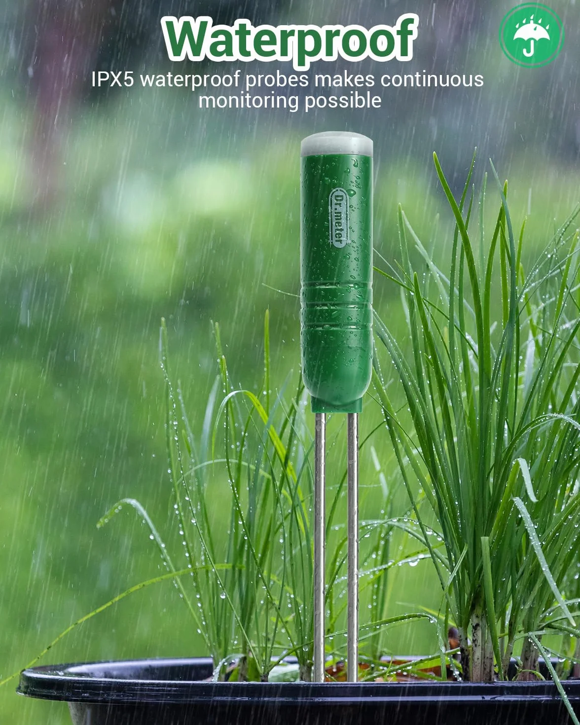 Dr.meter Medidor Humedad Plantas 4 en 1 con Temperatura Luz Tiempo Agua Suelo Higrometro