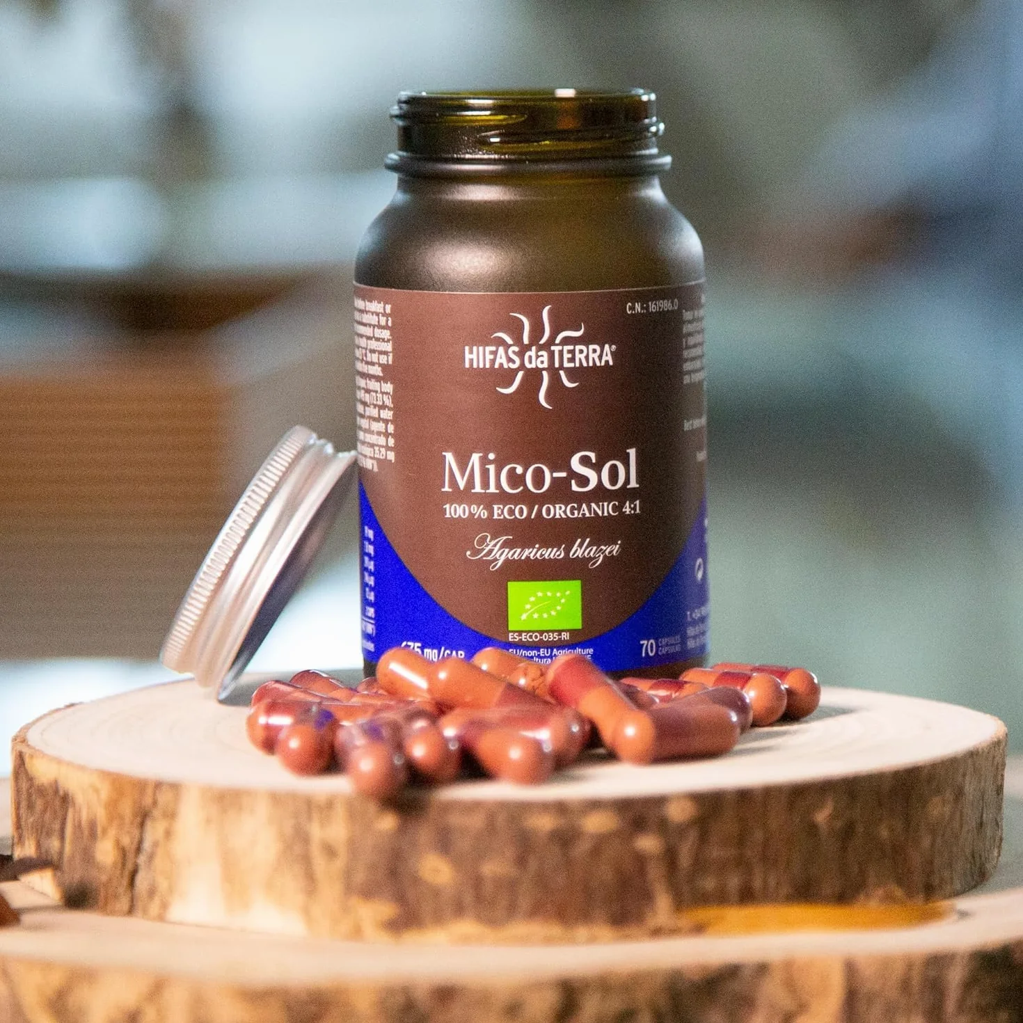 HIFAS DA TERRA Mico-Sol Extracto Puro de Champiñón de Sol + Vitamina C natural - 70 Cápsulas