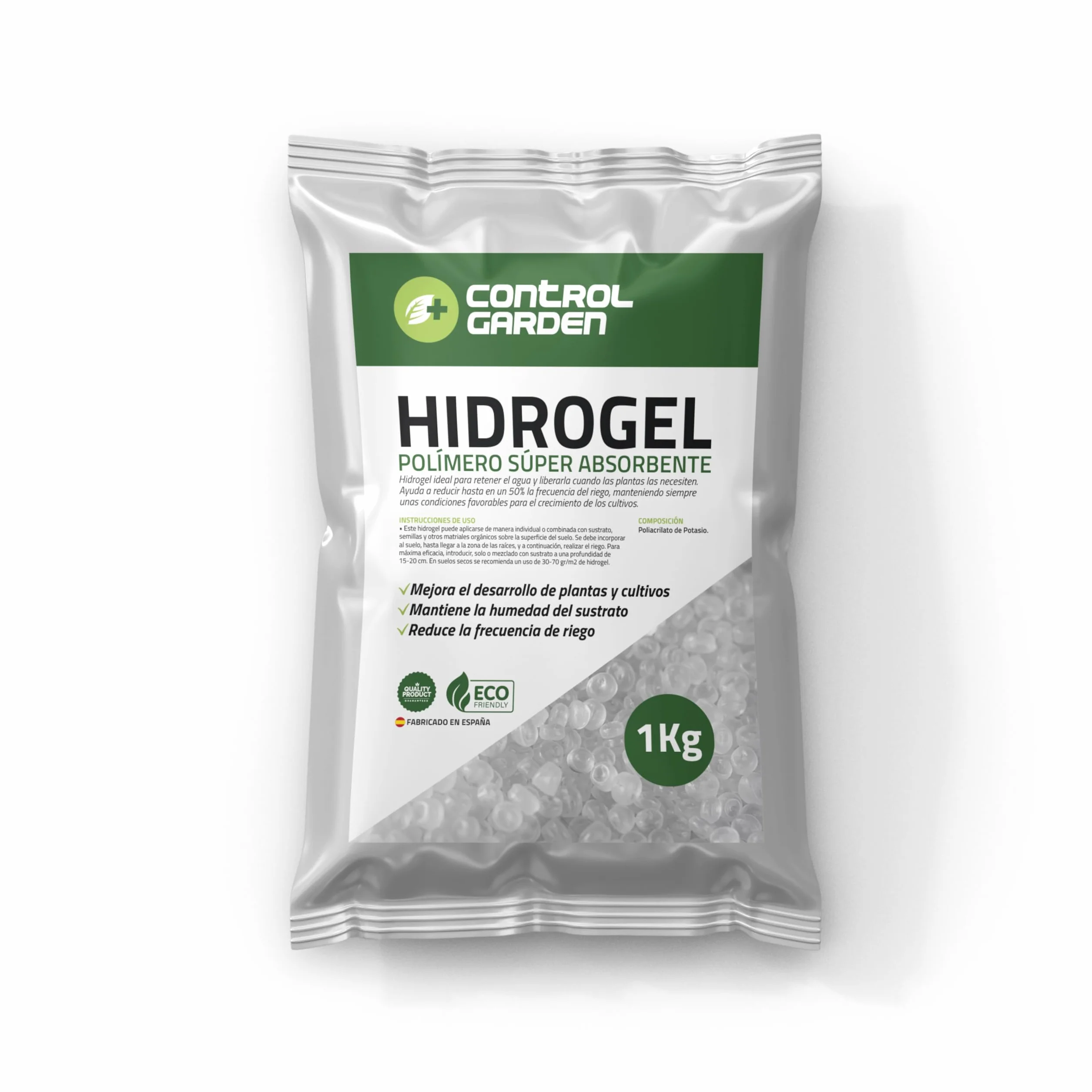 GROWMANIA.ES Hidrogel Retenedor de Agua 1 KG Polímero Súper Absorbente para Plantas hasta 300 L