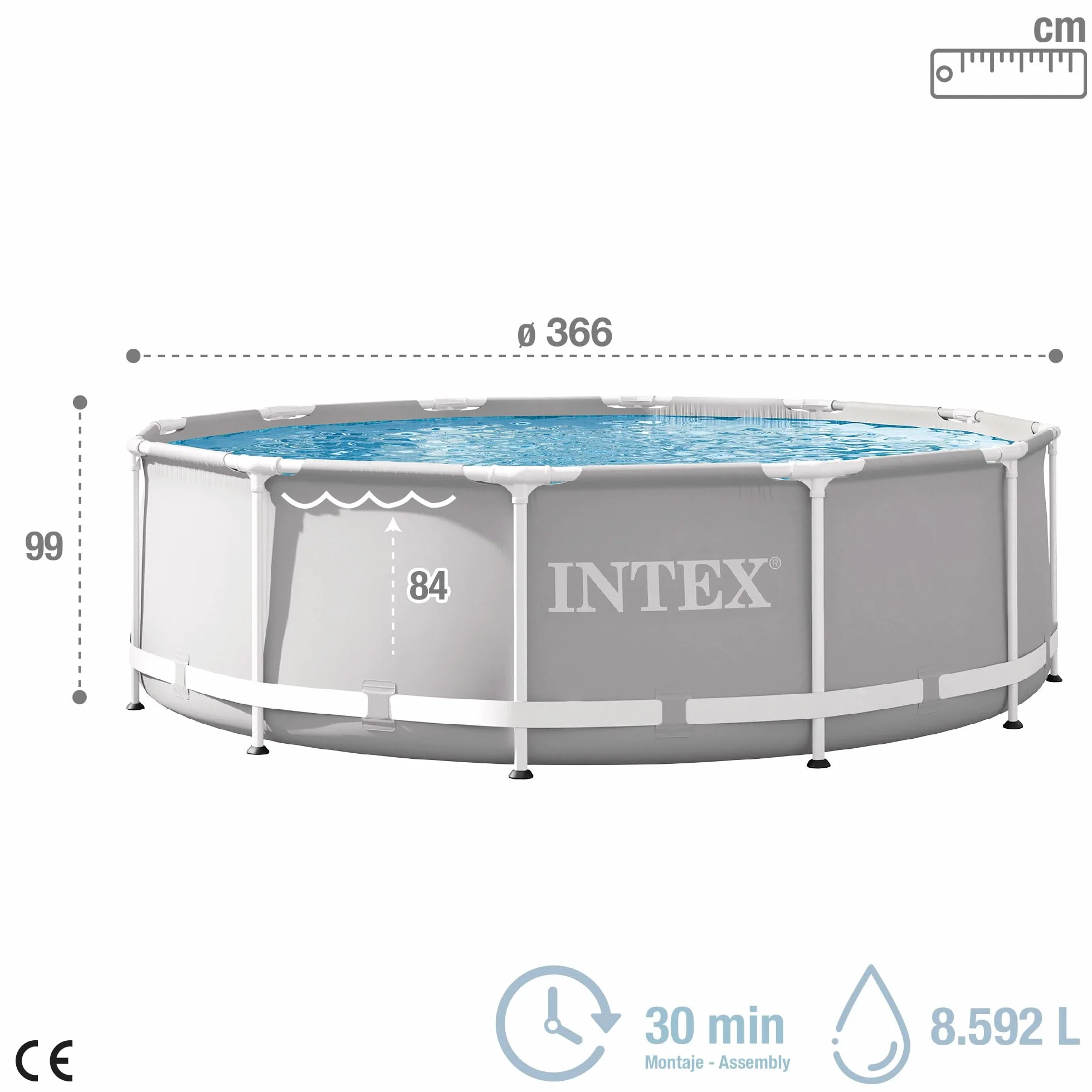 Intex Prisma Frame Piscina Redonda Desmontable 366x99 cm con Depuradora 26716NP