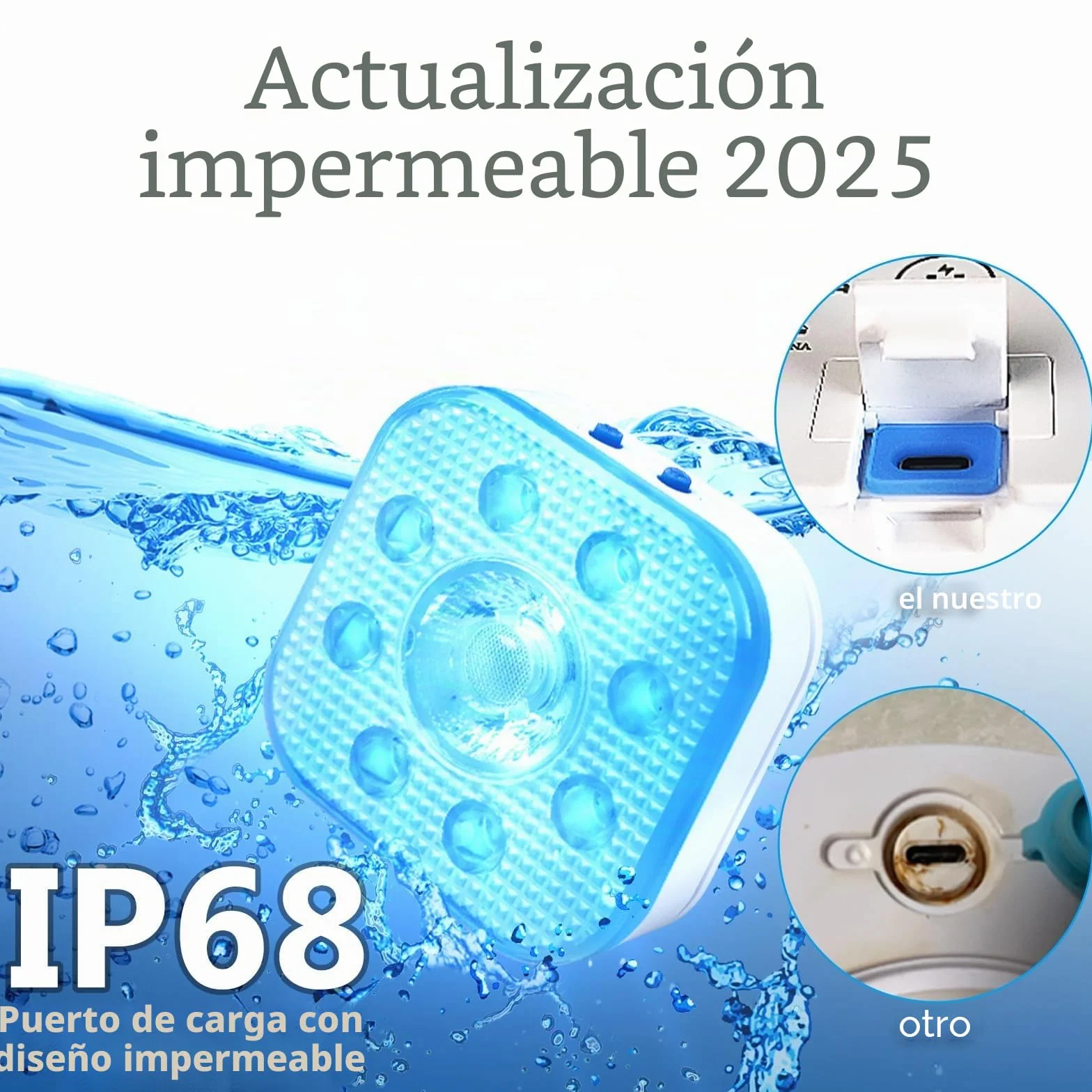 Pack de 4 Luces Piscina Sumergibles LED Recargable IP68 16 Modos Color Control Remoto Imanes