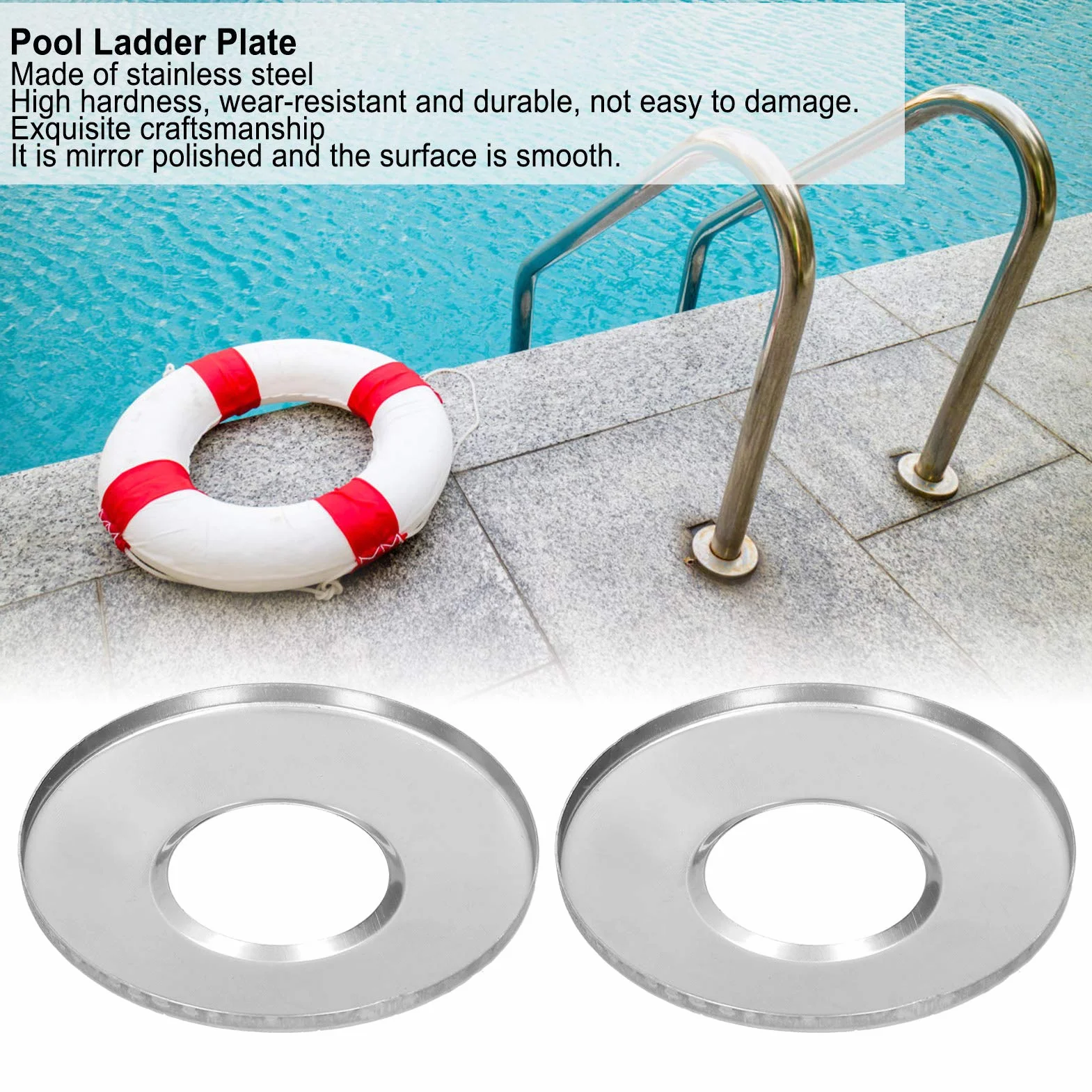 Placas de Acero Inoxidable para Escalera de Piscina y SPA, Paquete de 2, 5 cm
