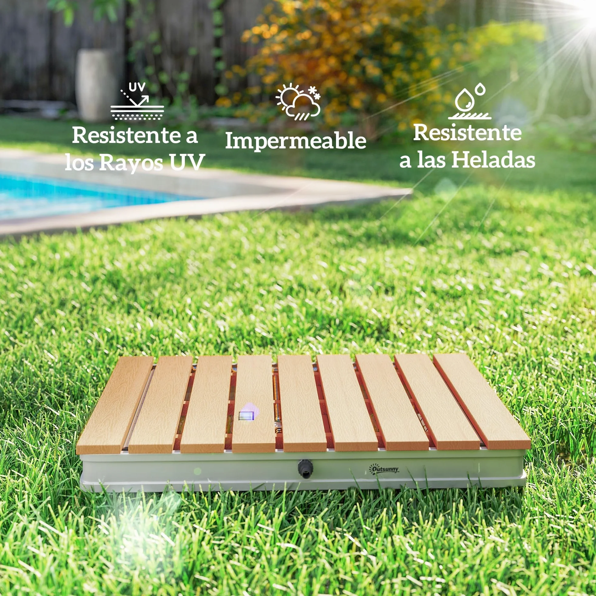 Outsunny Ducha de Jardín Portátil 70,5x55 cm Exterior Suelo Altura Ajustable 4 m Aluminio Resistente Agua Rayos UV Heladas Camping Piscina Playa