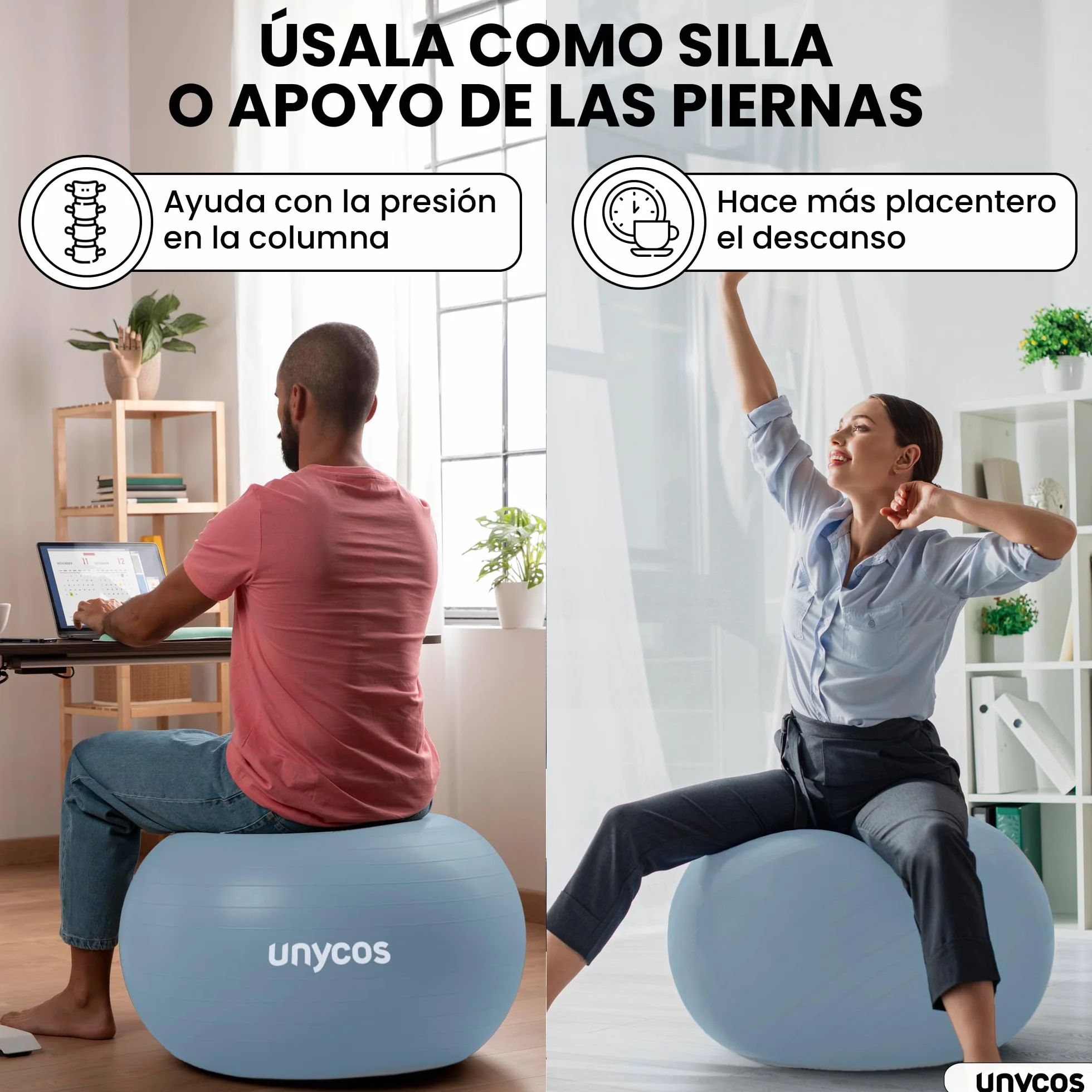 Pelota de Pilates Fitball Antideslizante Anti-Burst 55cm 65cm 75cm PVC Extra Grueso 300 kg