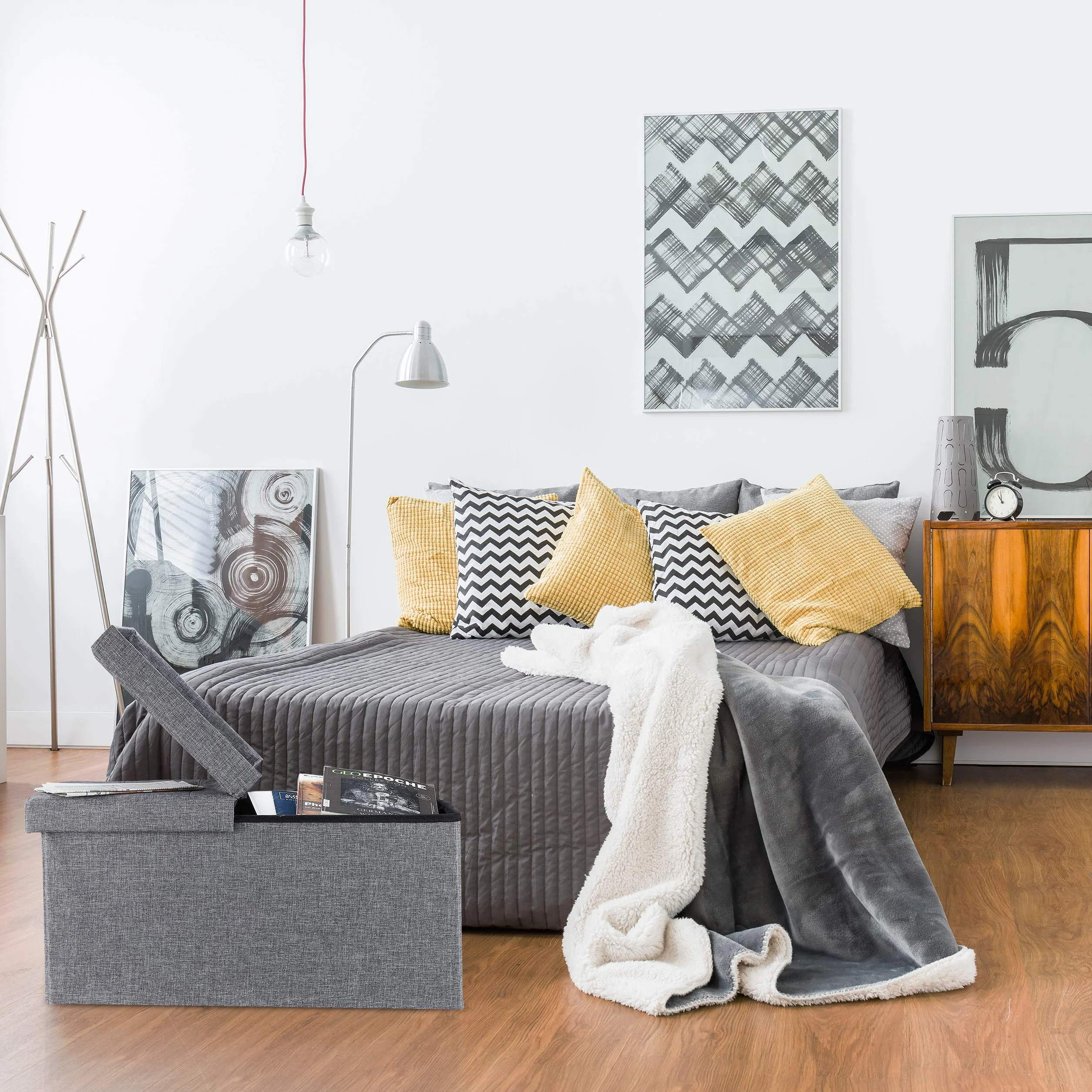 Relaxdays Baúl Almacenamiento Banco Plegable 39x75x37 cm Gris Oscuro