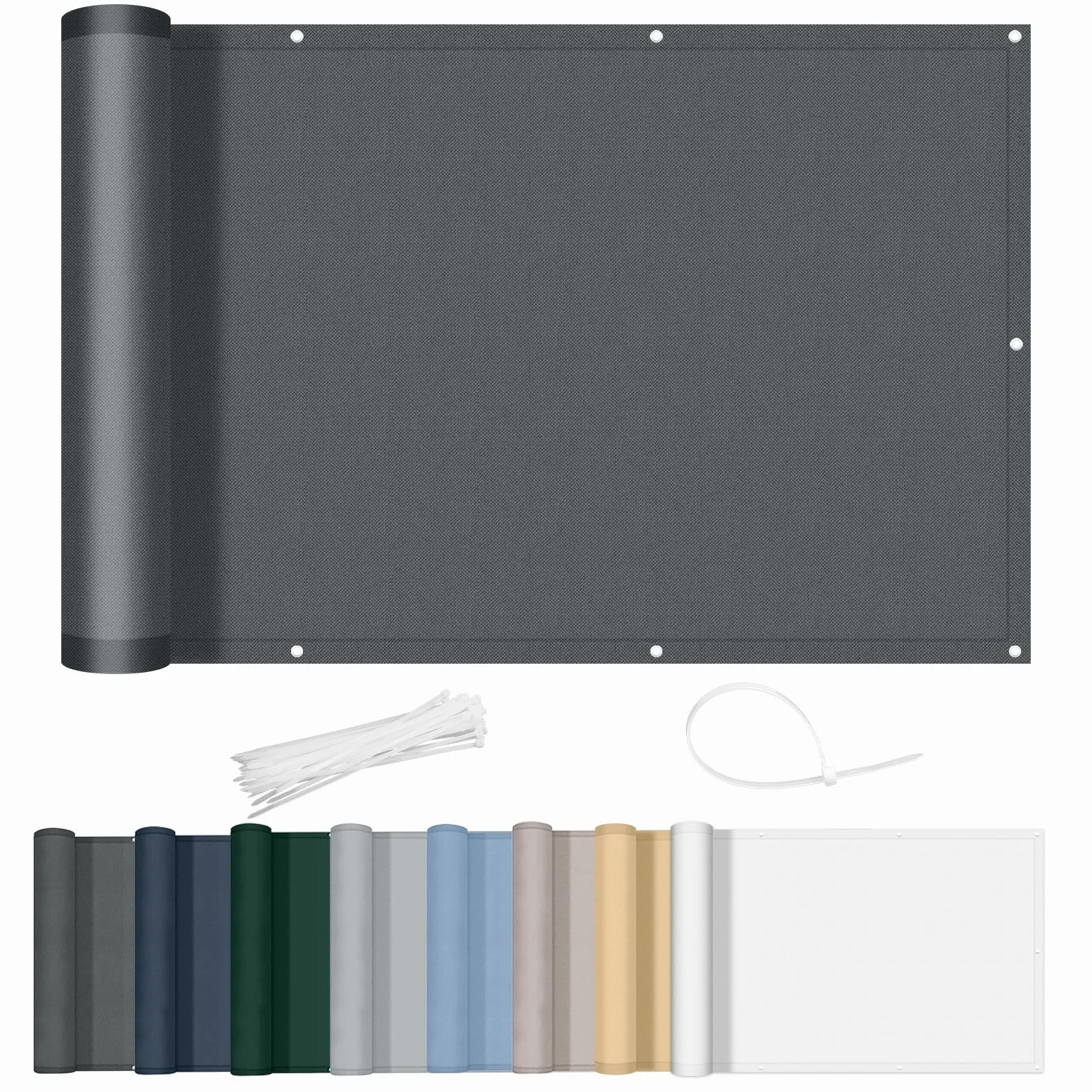 Pantalla Privacidad Balcón 90x500cm Impermeable Protección Viento UV Exterior Antracita
