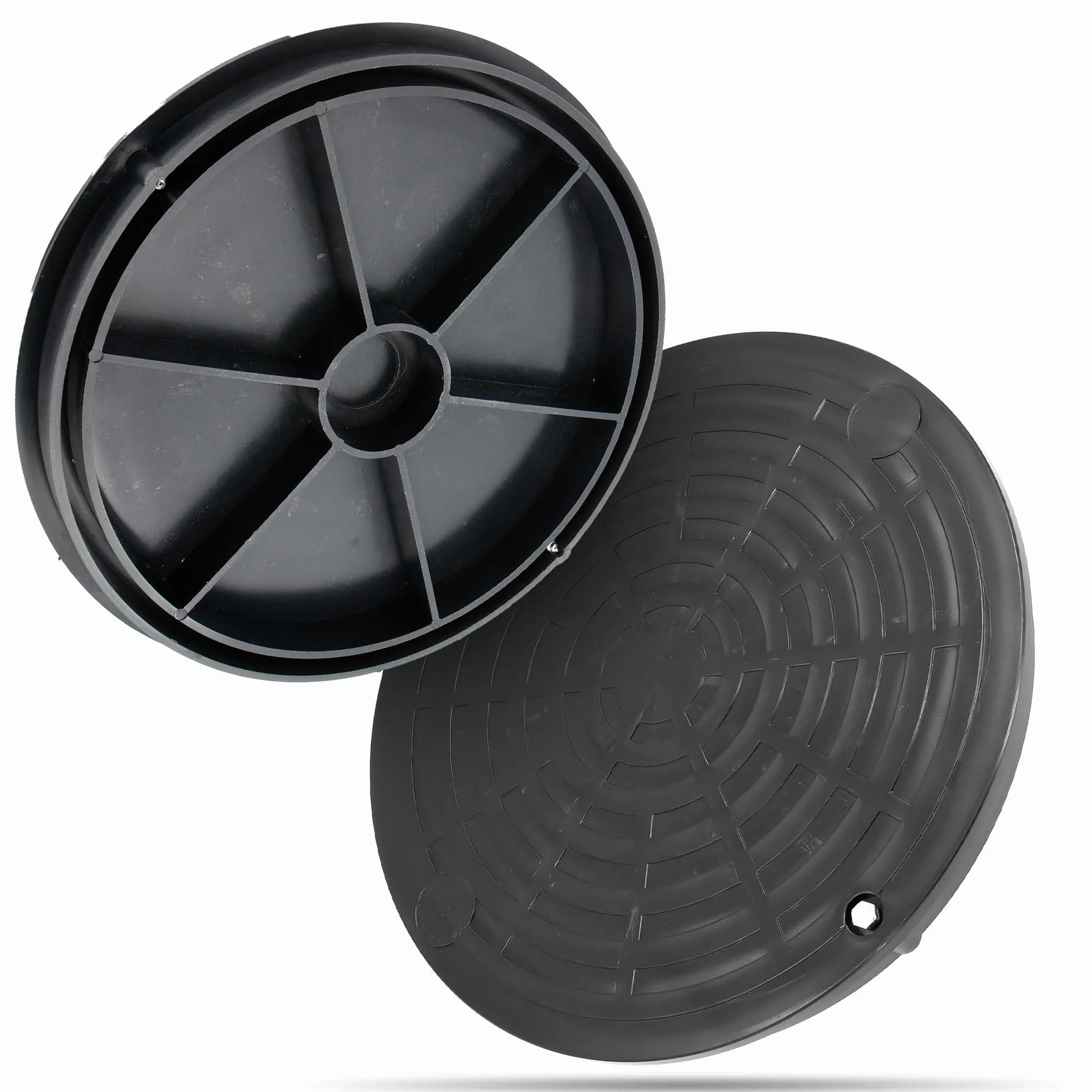 Millto Tapa de alcantarillado de plástico redondo DN340 negro PP Kl.A15 carga 1,5 t