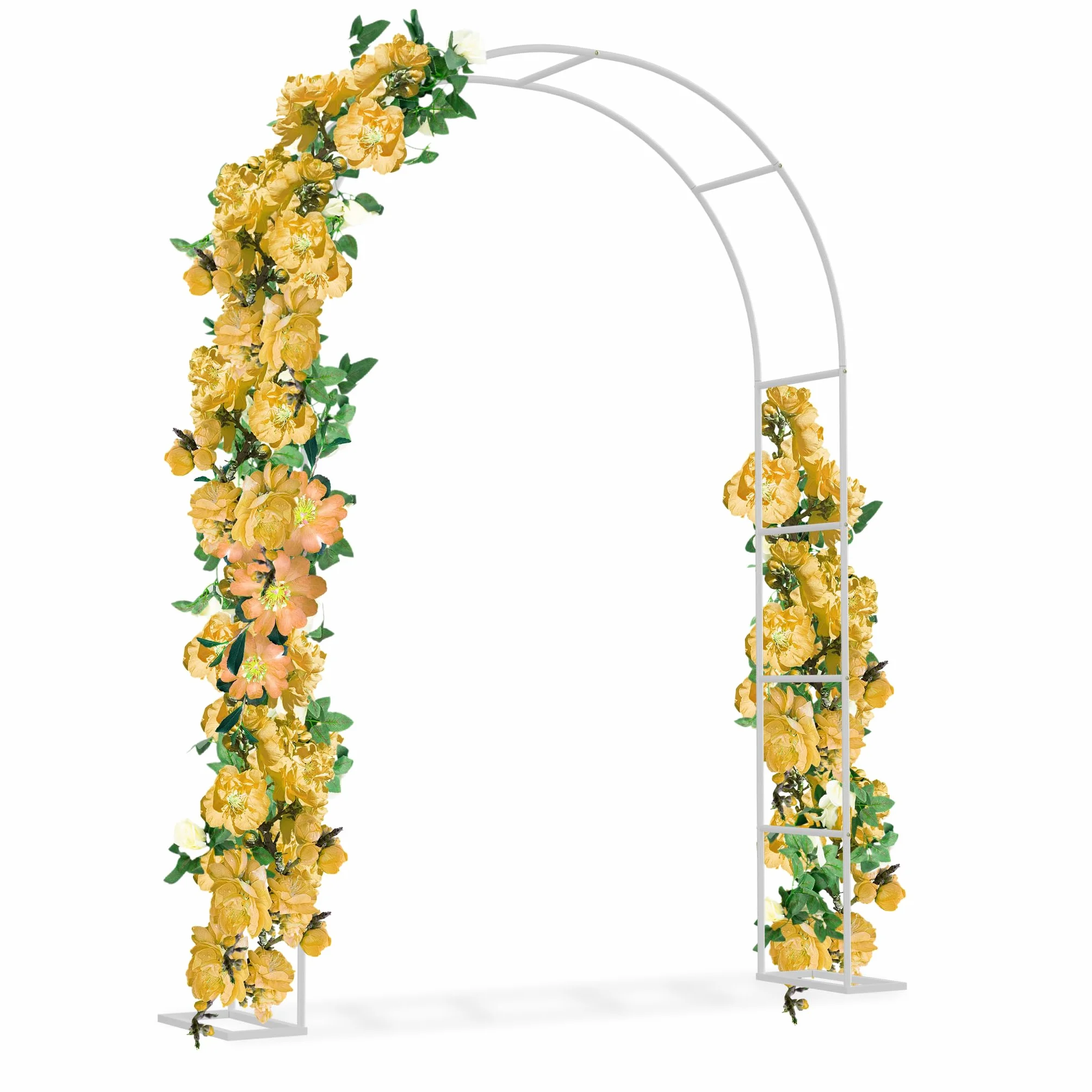 Froadp Arco para rosas de metal 192 x 38 x 240 cm, arco con recubrimiento de polvo en blanco, resistente a la intemperie, para plantas trepadoras, jardín, boda y terraza