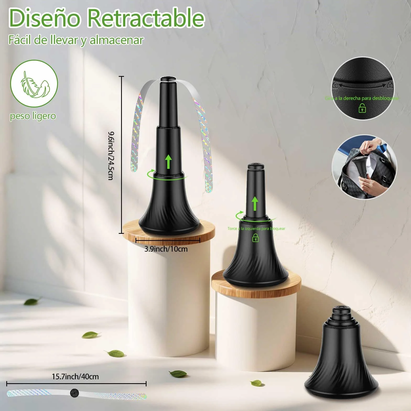 Ventilador Repelente de Moscas 4 Piezas, Plegable y Colgante para Exteriores