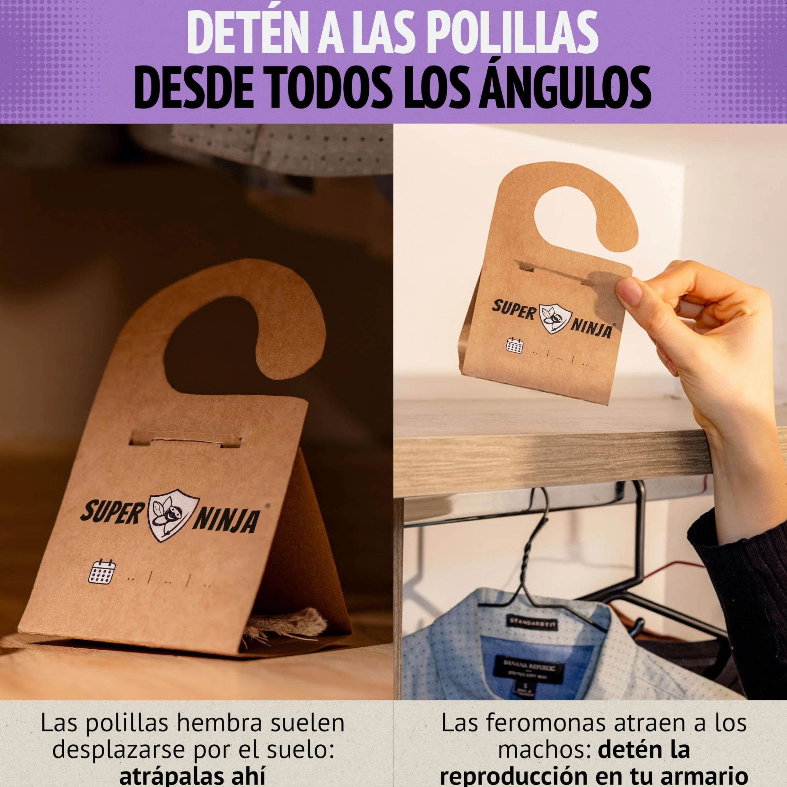 Trampa para Polillas con Feromonas Pack de 4 – Antipolillas para Ropa de Armario – Sin Olor