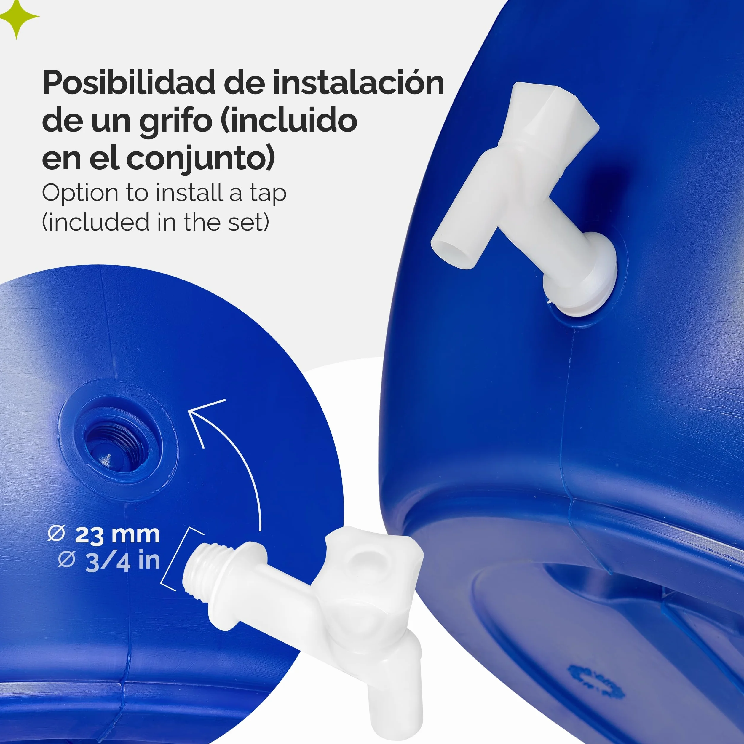 Barril de Agua de Lluvia HDPE 120 litros con Tapa Boca Ancha Garronda