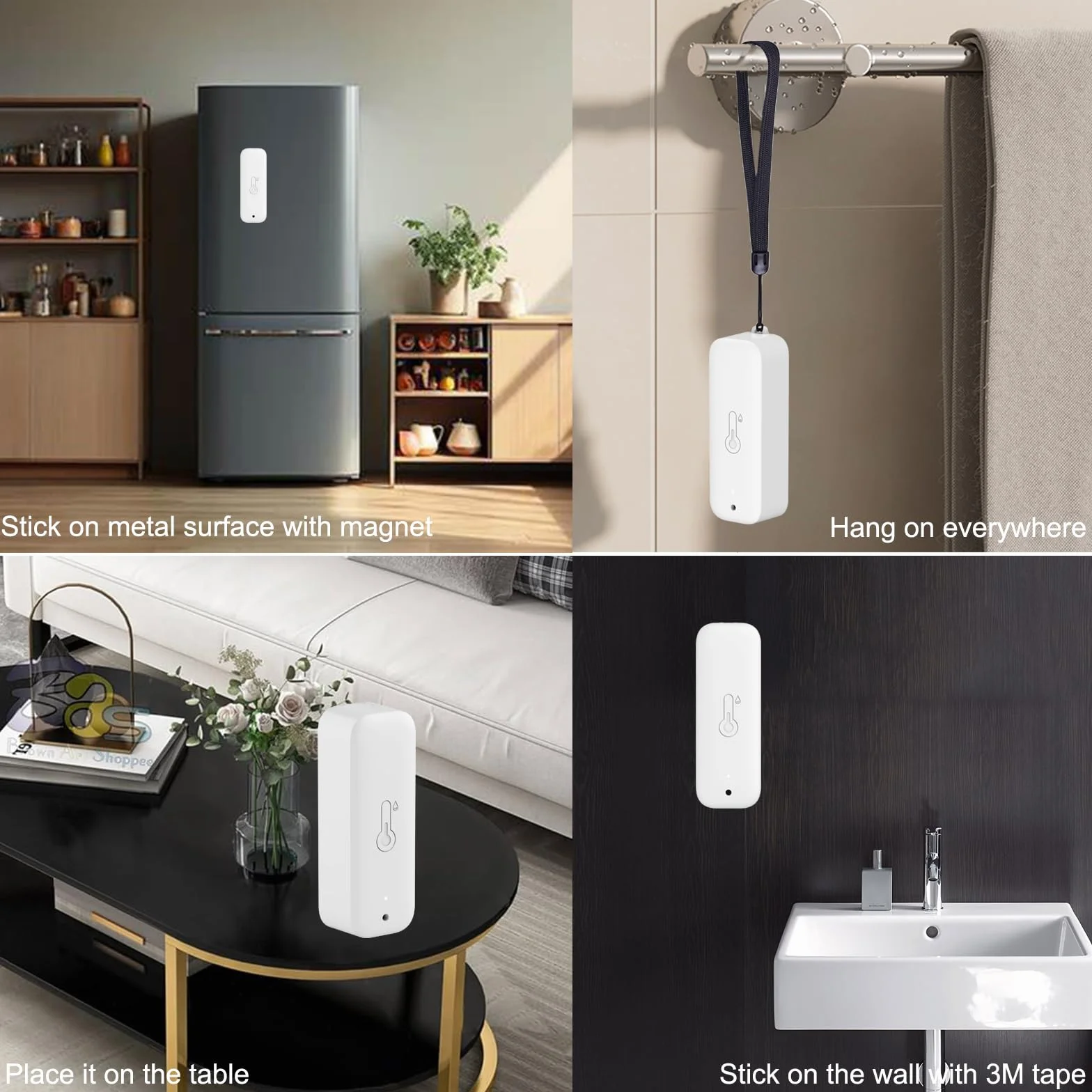 Termómetro higrómetro inteligente: medidor de humedad y temperatura impermeable con notificación de alarma por aplicación, sensor WiFi automagnético para interiores y exteriores, compatible con Alexa