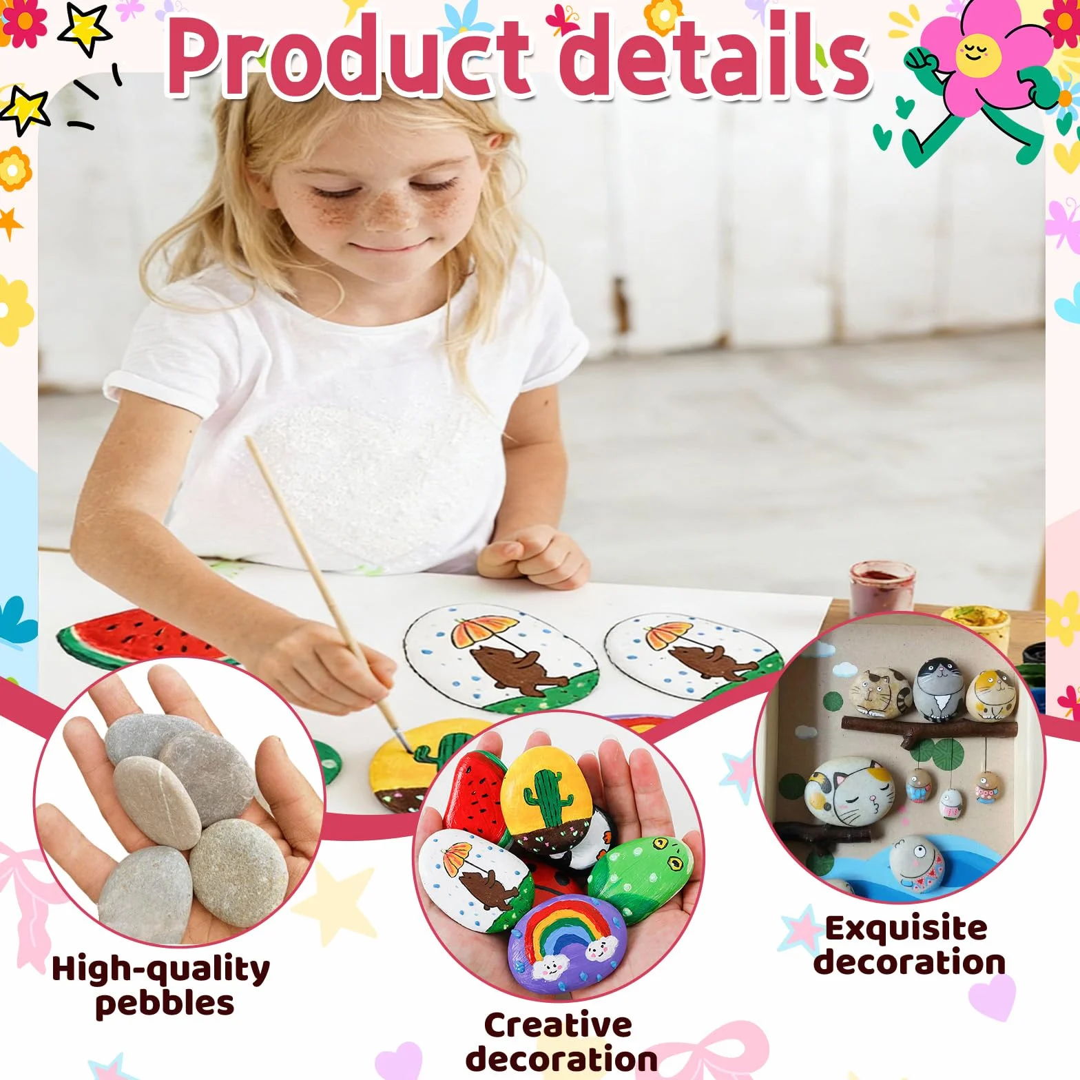 Piedras Lisas Pintar 25 Piezas Guijarros Decorativas Planas para Jardín
