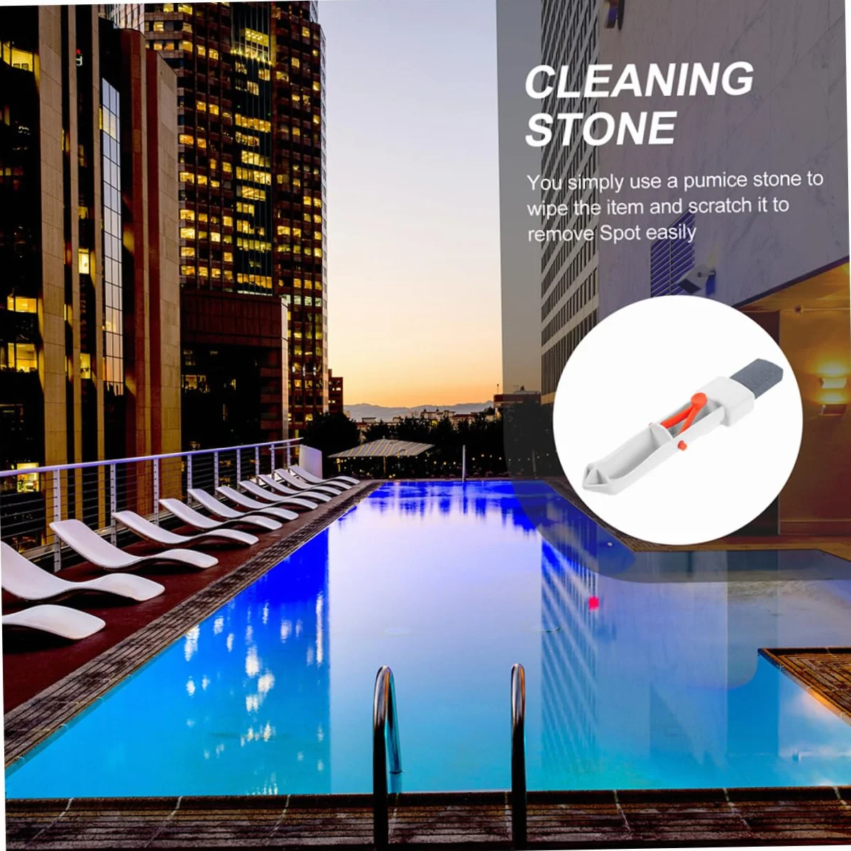 Piedra Pómez para Piscina SPA con Mango Clip En V Eliminador de Manchas de Óxido 2 Uds