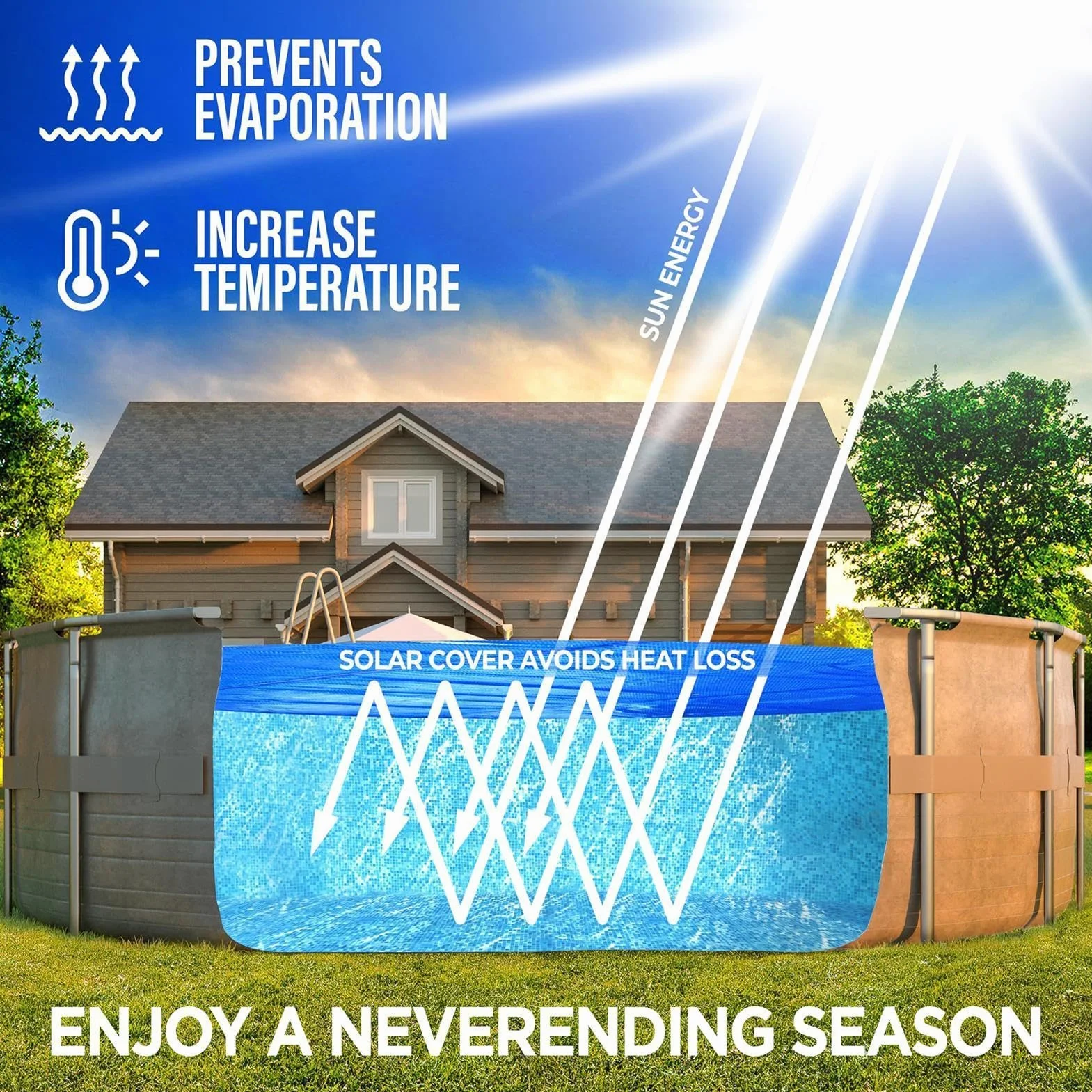 Manta Solar para Piscina Escudo Térmico Reforzado Cubierta Recortable Alta Resistencia