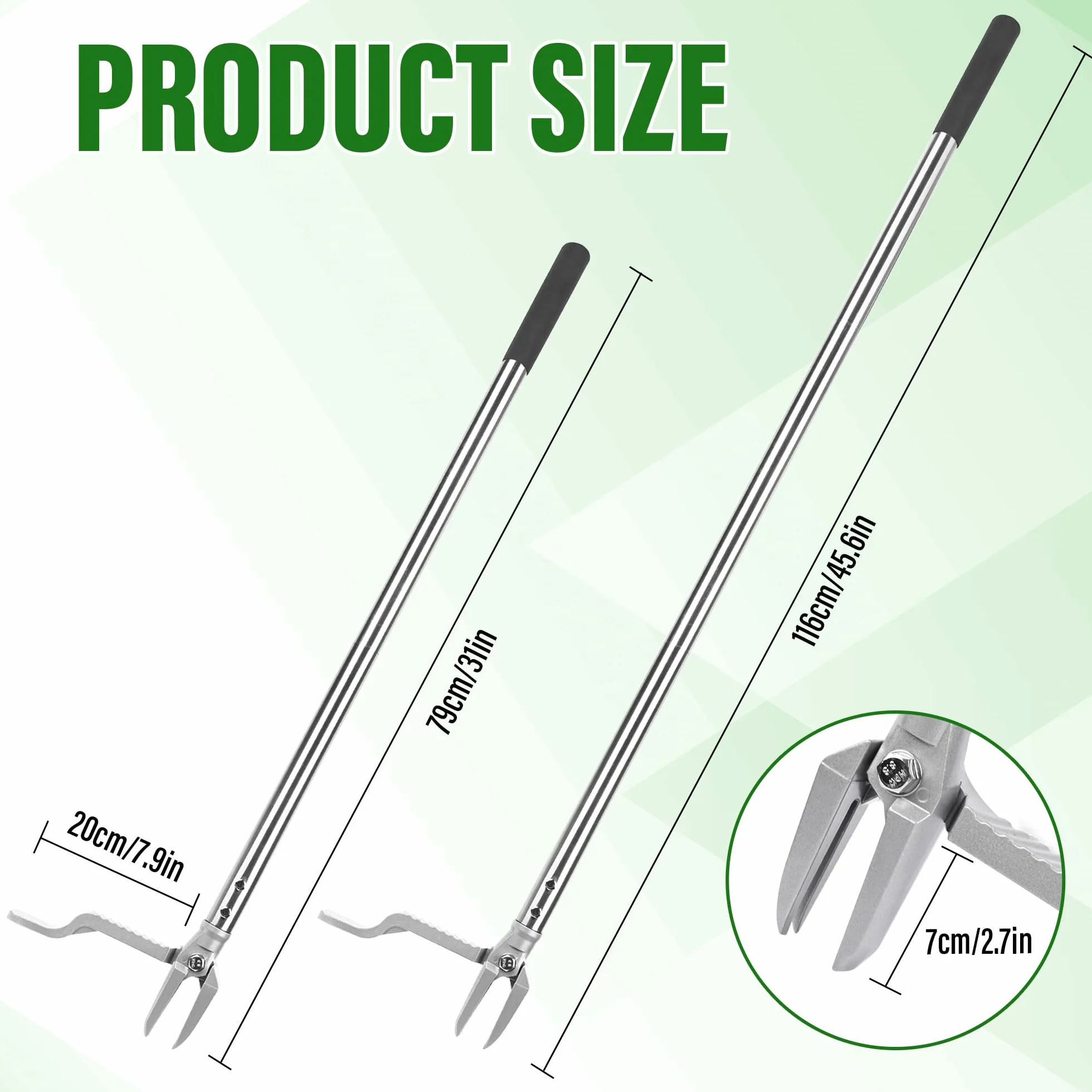 Baraystus Extractor de malas hierbas, herramienta de jardín con 3 garras y pedal, mango de acero inoxidable extraíble