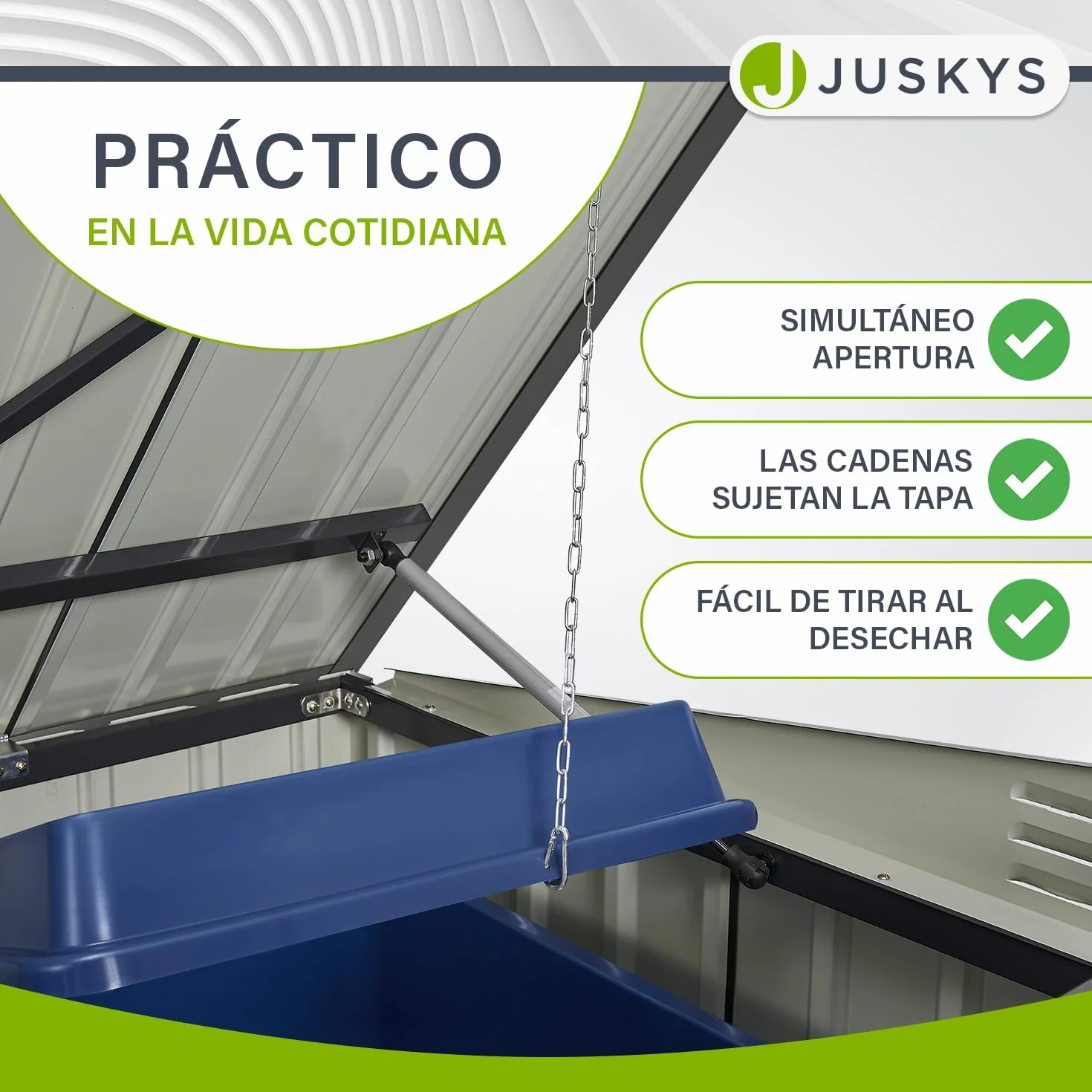 Juskys Cobertizo para Cubos de Basura Namur 3 x 120 litros 2 m² 2 Puertas Metal