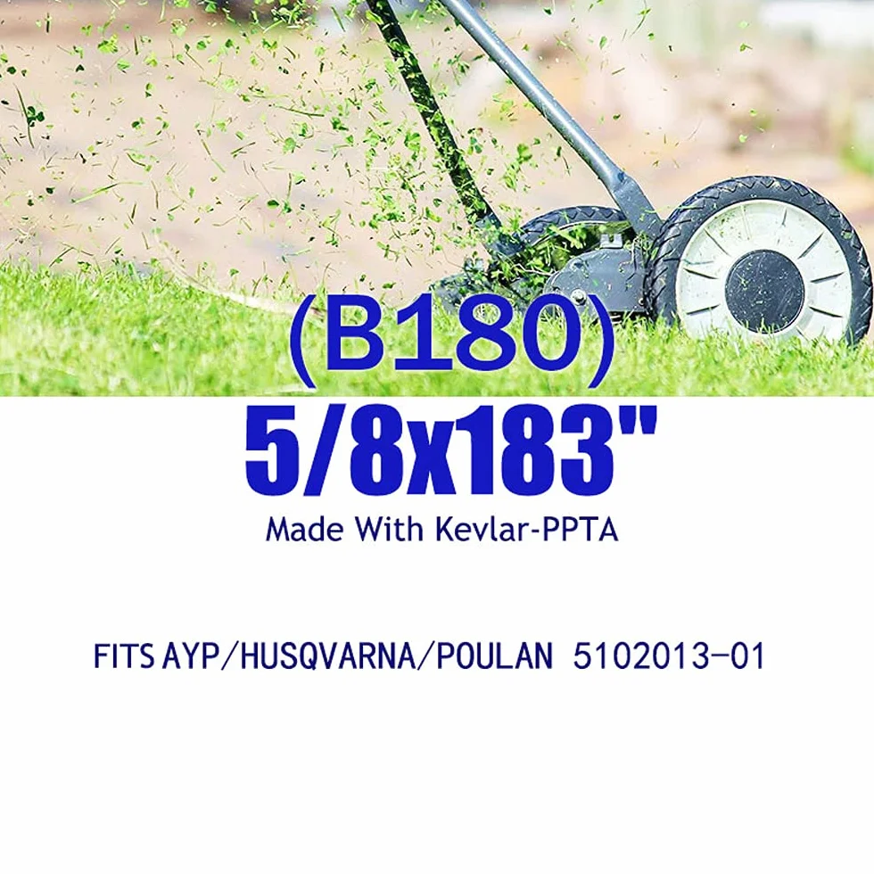 (B180) Correa de repuesto para cortacésped de 0.625x183 "hecha con Kevlar para AYP 510201301