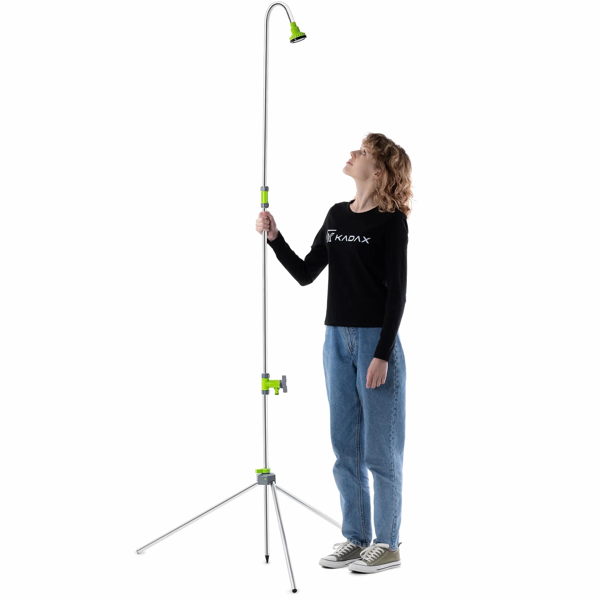 KADAX Ducha de jardín con altura ajustable, exterior con conector 1/2 pulgadas, aluminio para camping