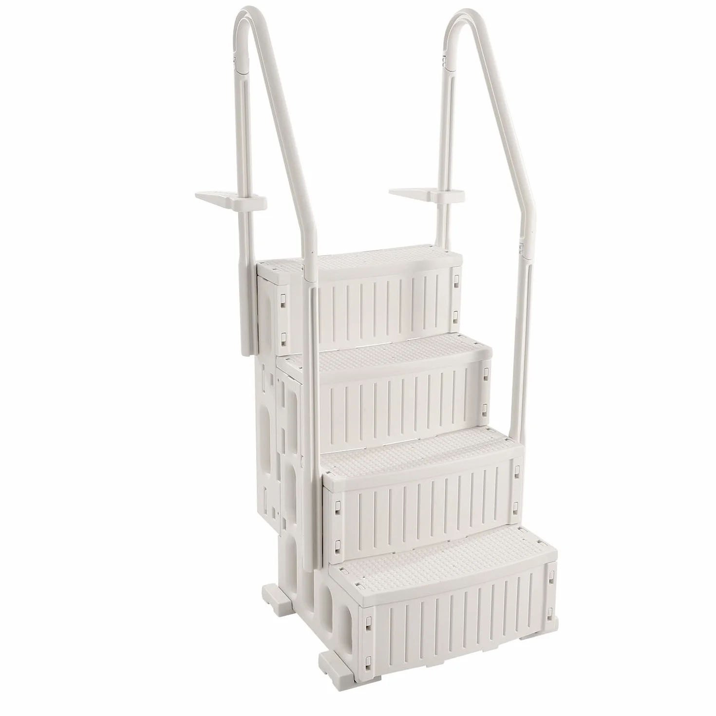 VEVOR Escalera para Piscina 4 Escalones con Pasamanos Dobles Antideslizantes 181,4 kg 874 x 808 x 1985 mm Blanco Leche