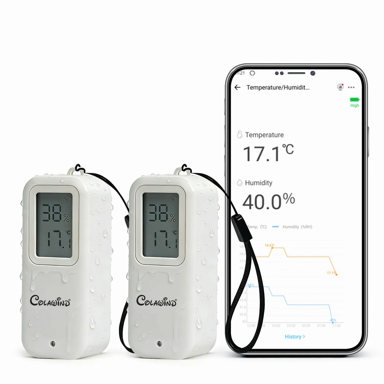 Sensor Zigbee de Temperatura y Humedad IP65 con LED, Interior y Exterior ﻿ | Pack de 2, Termómetro Higrómetro Digital, Compatible con Alexa, para Hogar, Invernadero y Bodega (Requiere Hub Zigbee 3.0)