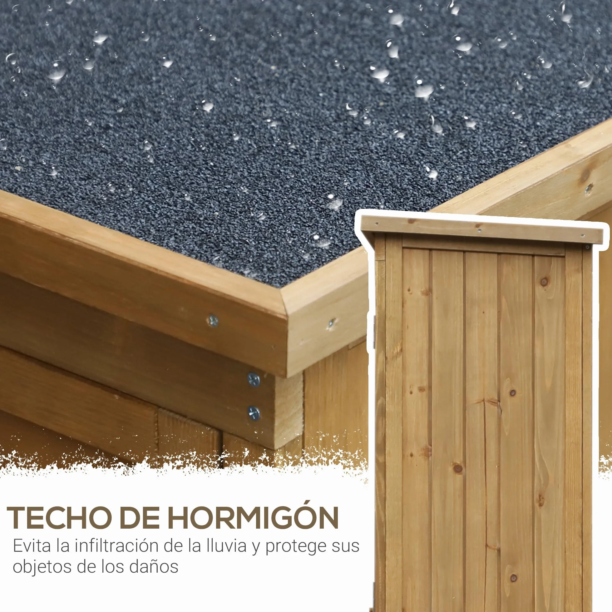 Outsunny Cobertizo de Madera Caseta 0,31 m² 87x46,5x160 cm Armario Exterior 2 Puertas 2 Estantes