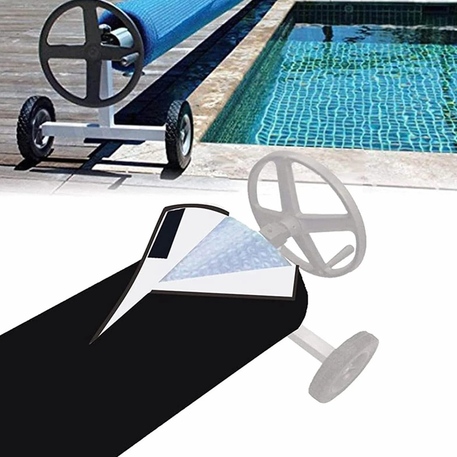 Carrete Solar para Piscina, Manta Solar, Cubierta Protectora Impermeable