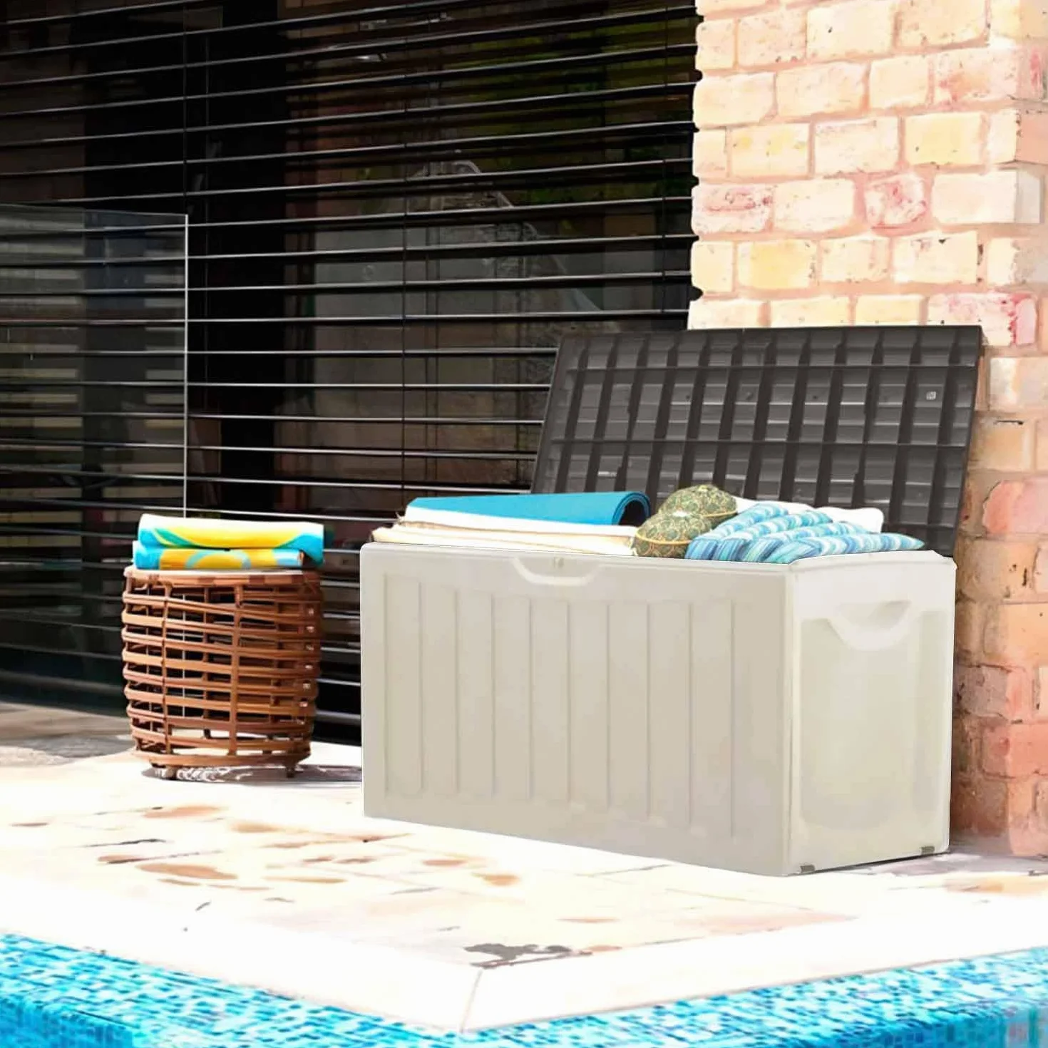 THINIA HOME Baúl Exterior Resina 340 Litros 118x53x57cm Impermeable Jardín
