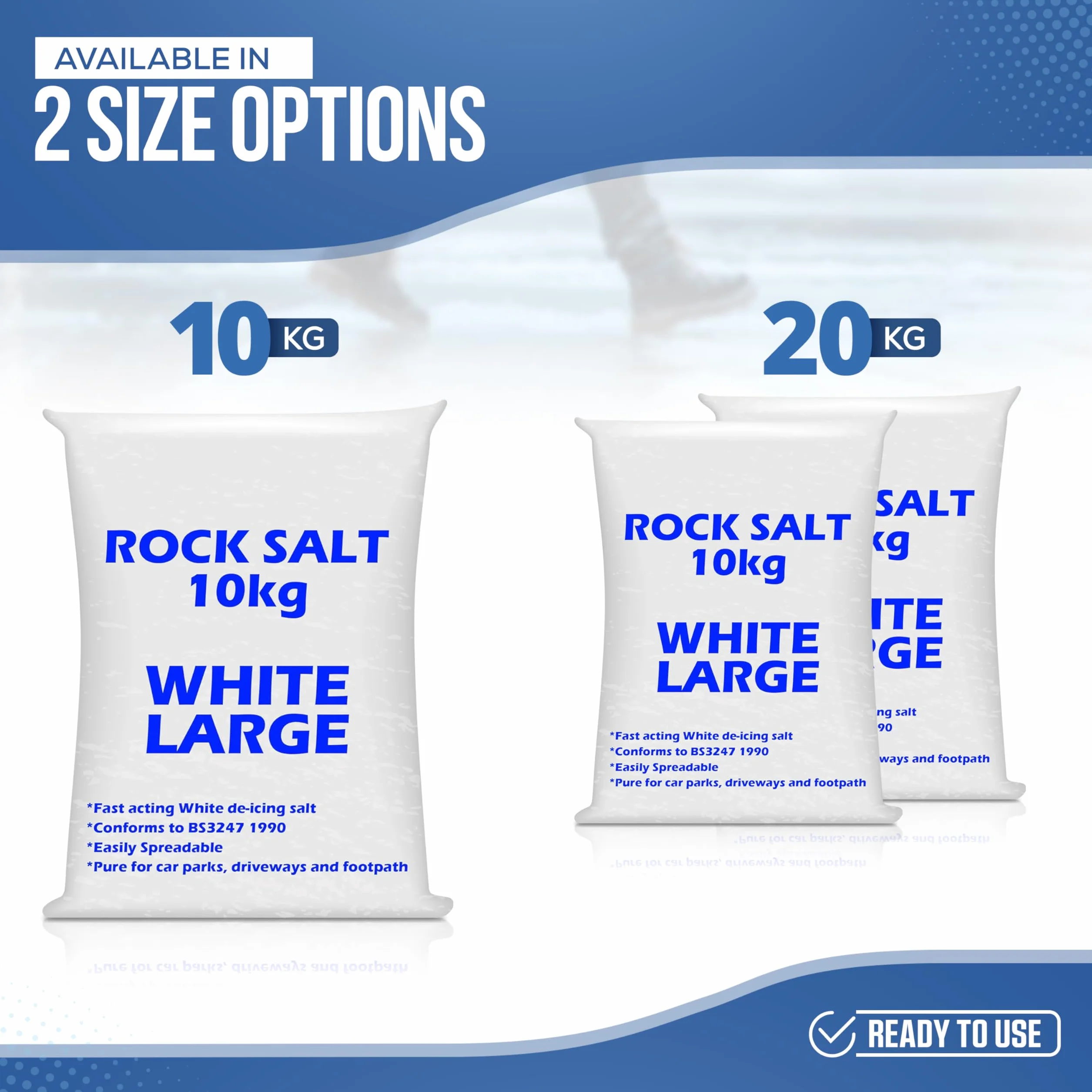 Sal de roca 10 kg para descongelación | Sal de grano blanco para nieve y hielo en caminos y calzadas