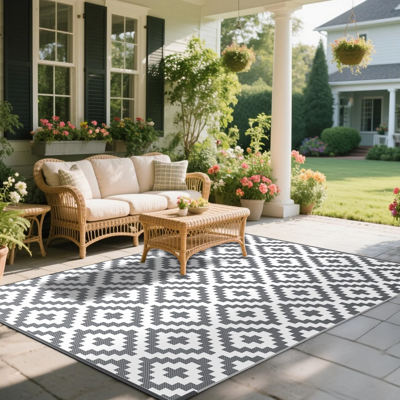 Mokani Alfombra Exterior Impermeable 150x240CM Polipropileno Protección UV
