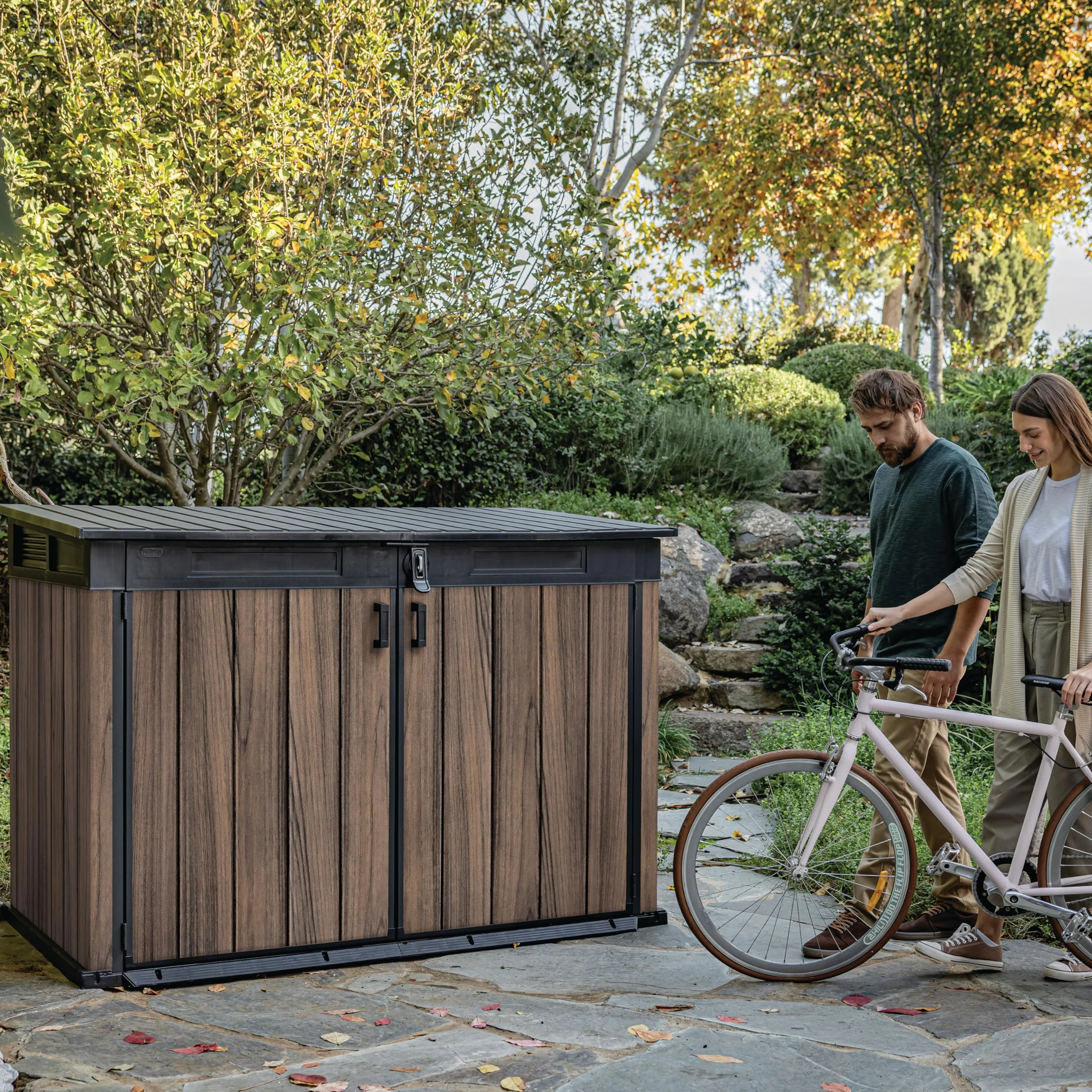 Keter Cobertizo horizontal de jardín Exterior 2020L Marrón Efecto madera 190x109x133 cm