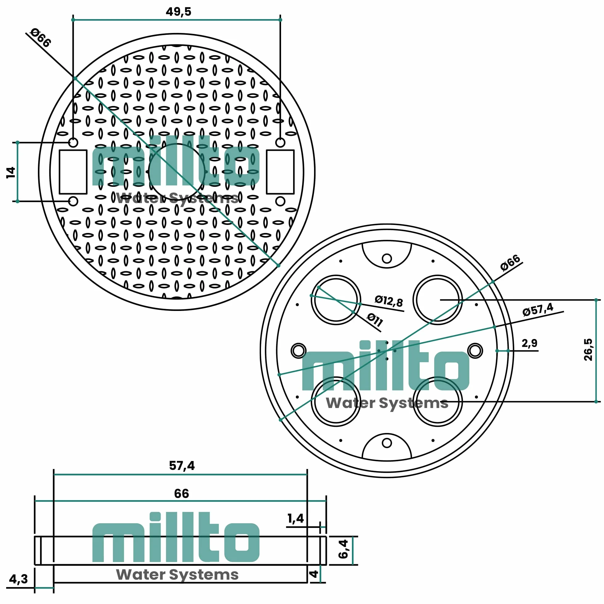 Millto Tapa de alcantarillado PP DN600 negro Kl. A15 carga 1,5 t