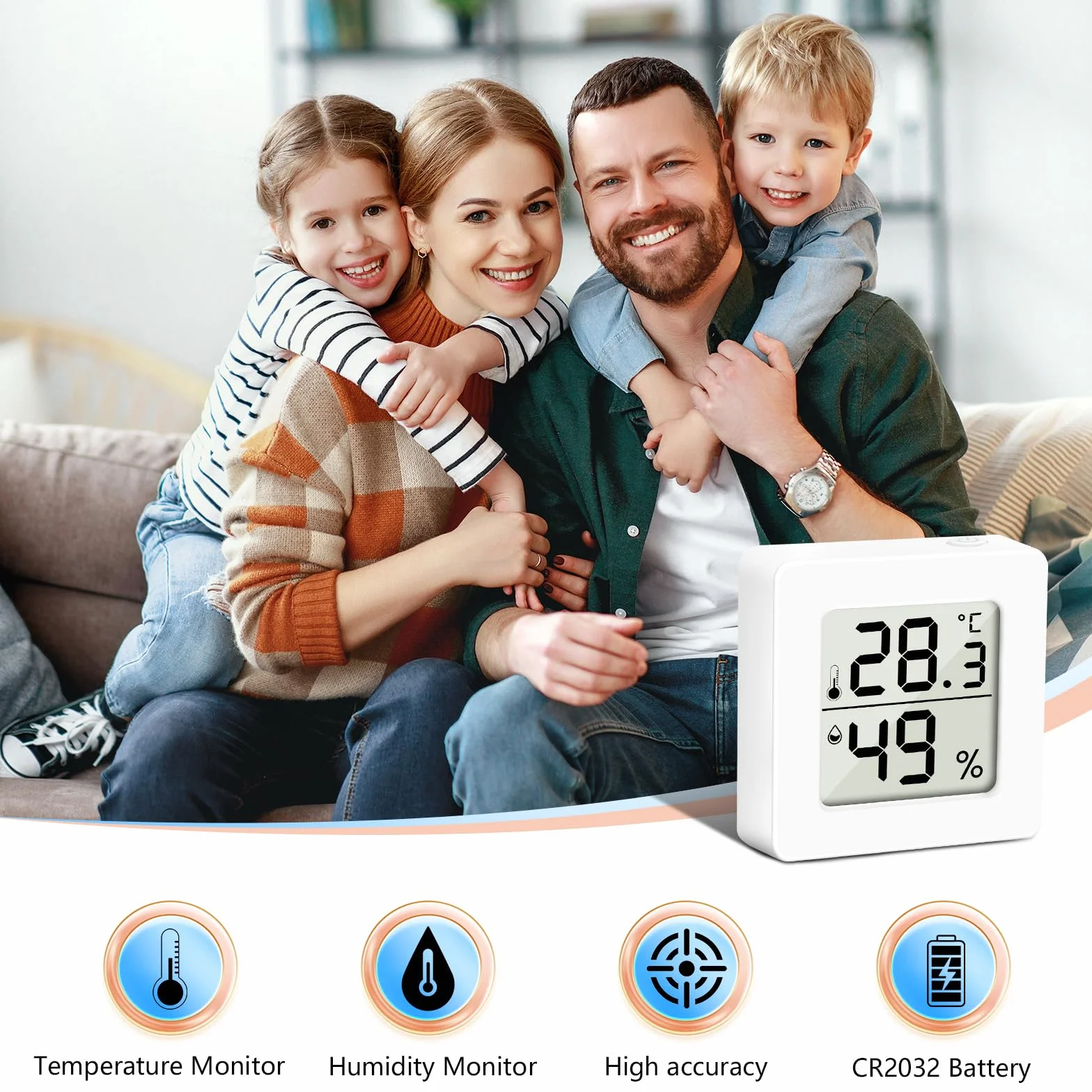 AiQInu 2 Piezas Mini Termometro Higrometro Digital de Interior, Termohigrometro Magnético Alta Precisión para Hogar