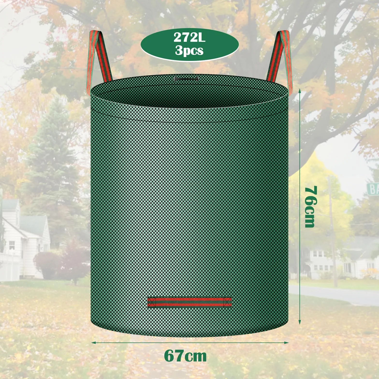 Saco de basura para jardín 3 x 272 L plegable de polipropileno resistente a desgarros
