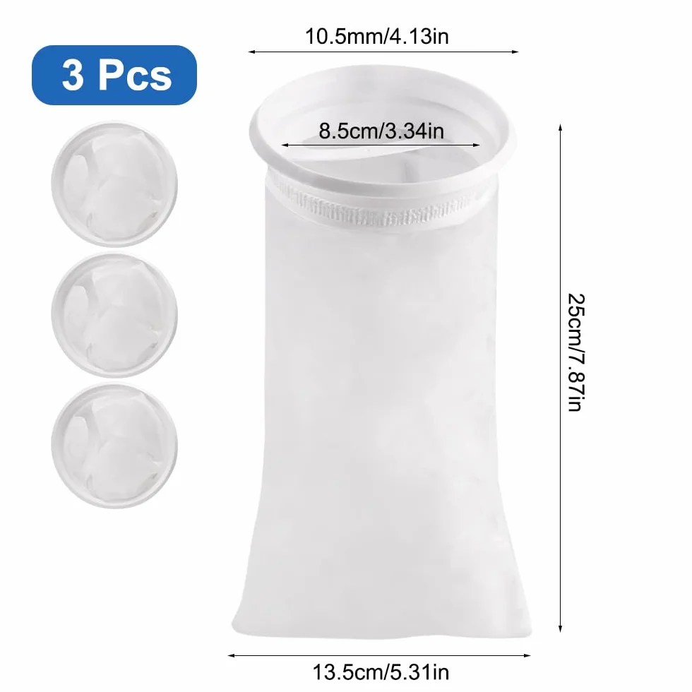 Filtro de Agua de Lluvia Lavable para Tanque IBC, Accesorio de Nailon con Tapa, 3 Unidades