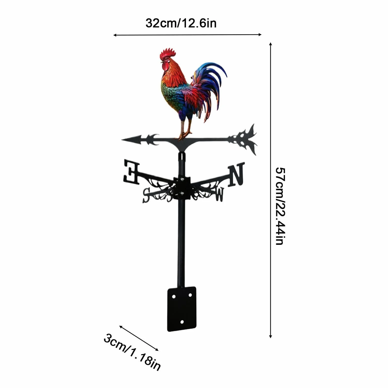 Veleta de Viento Gallo de Hierro Decorativo para Tejado Jardín Patio